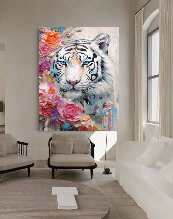 White Tiger with Blossoms