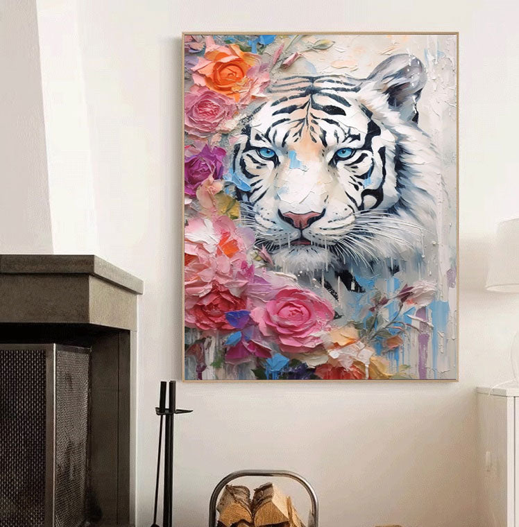 White Tiger with Blossoms