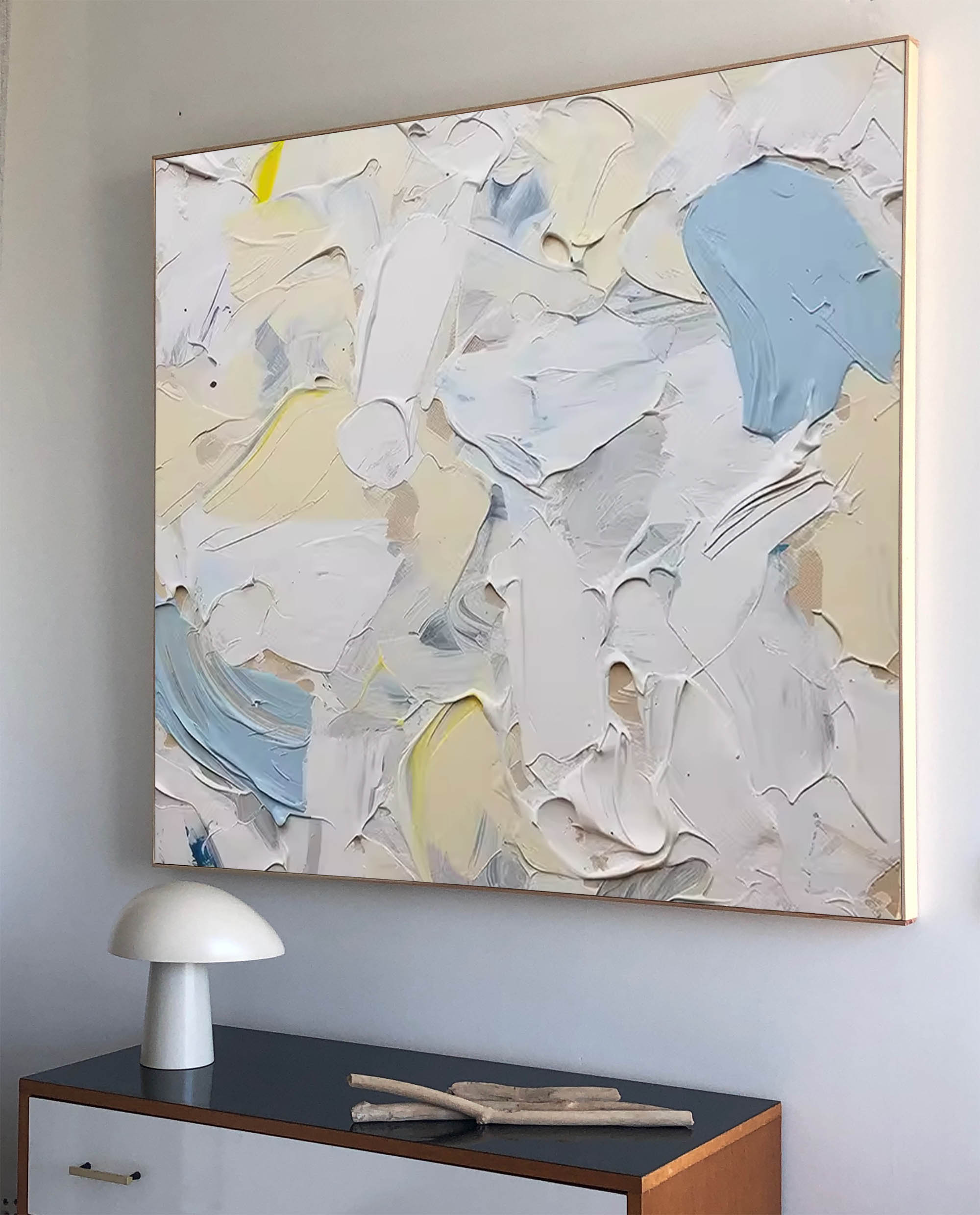 Textured Blue and White Abstract Art