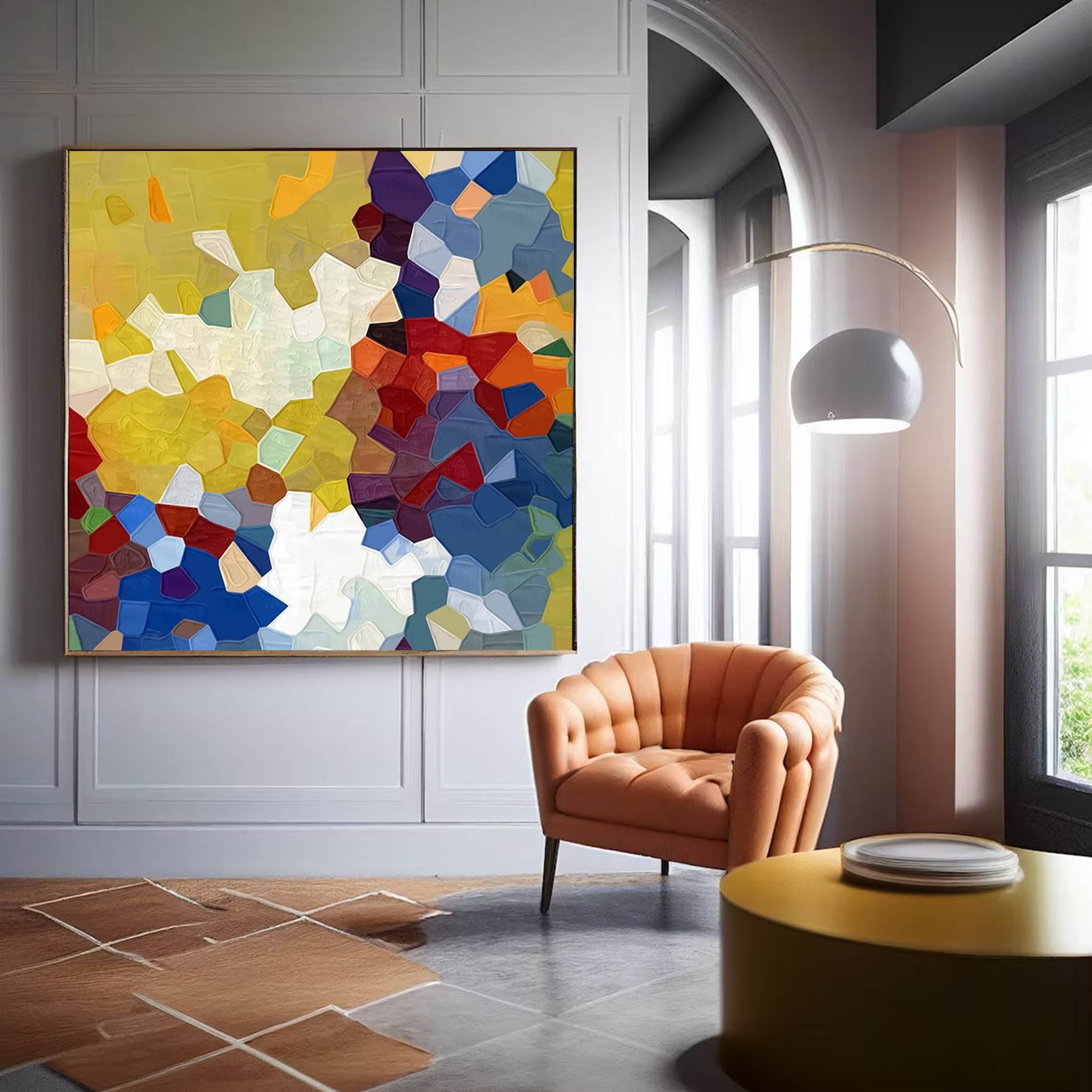 Vibrant Mosaic Textured Abstract Art