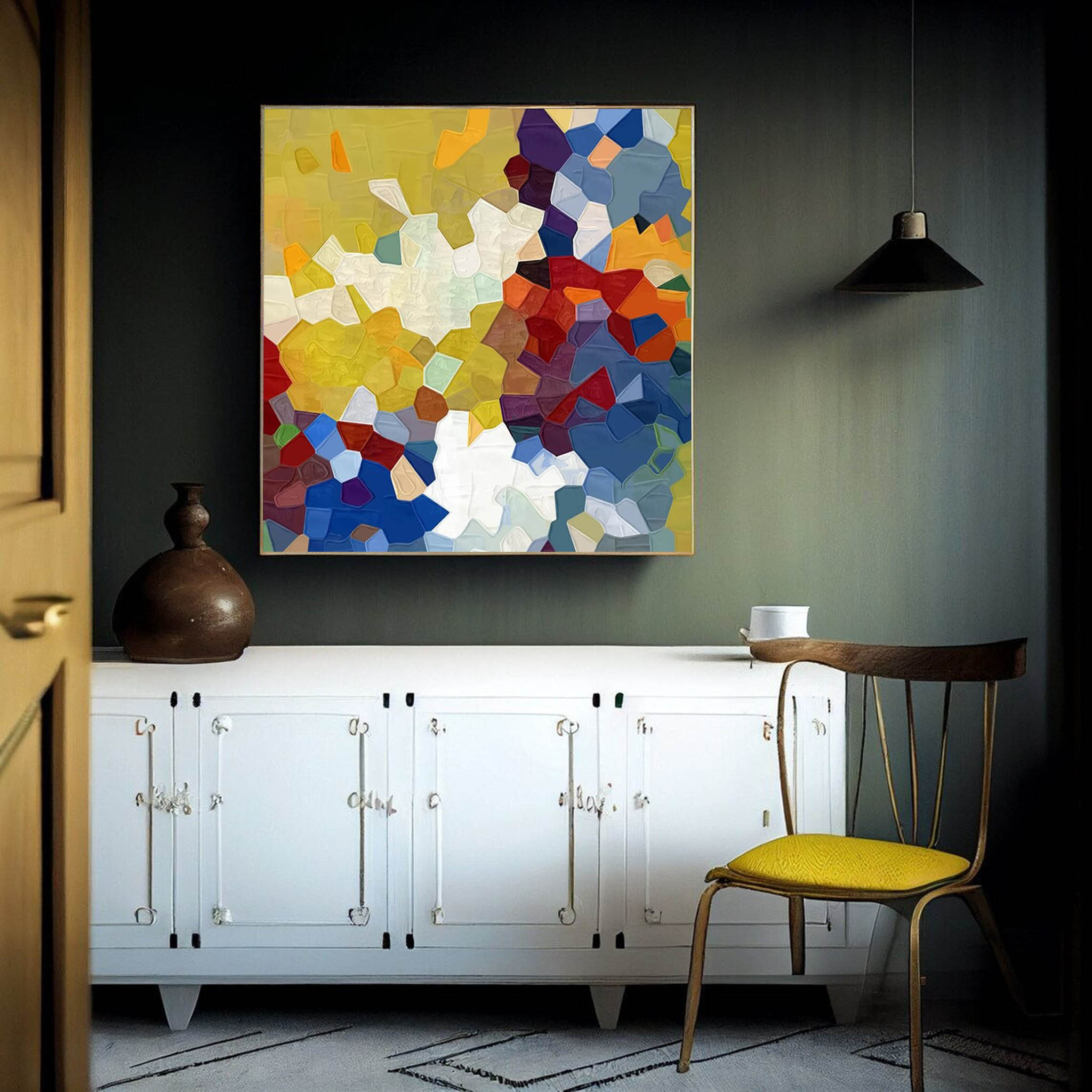 Vibrant Mosaic Textured Abstract Art