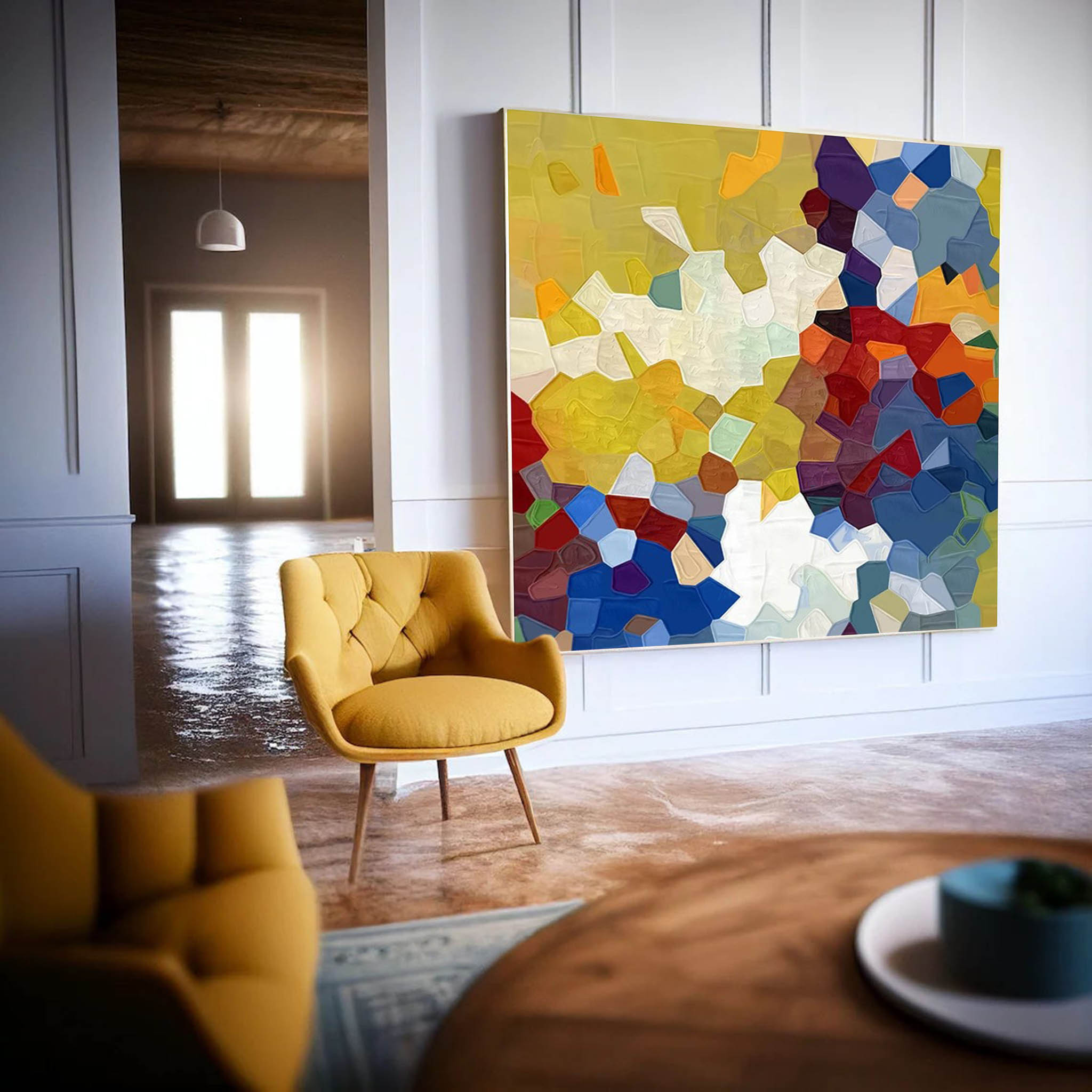 Vibrant Mosaic Textured Abstract Art