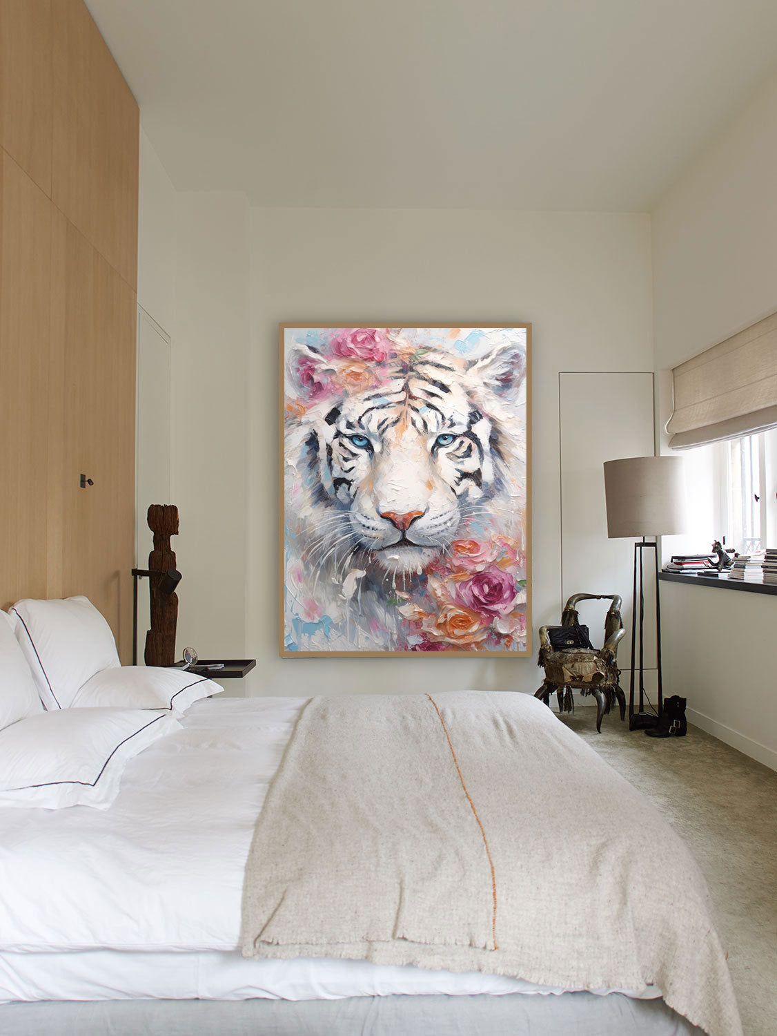 Majestic Elegance: White Tiger in Bloom