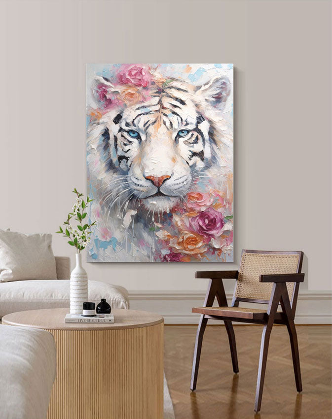 Majestic Elegance: White Tiger in Bloom