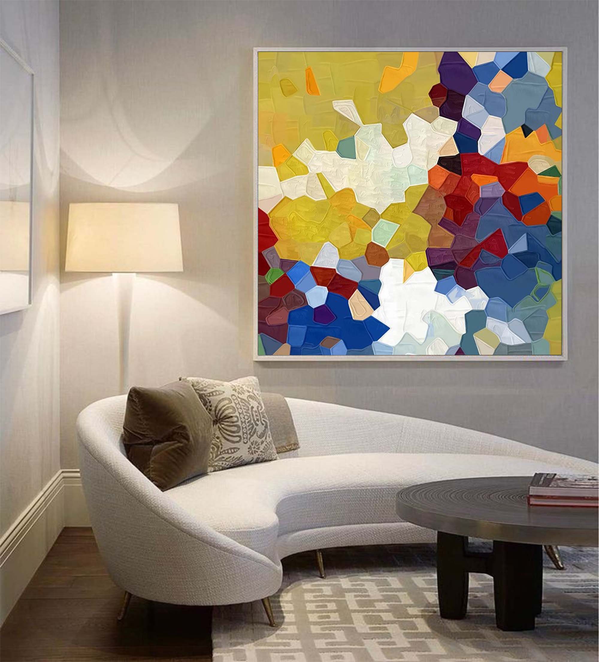 Vibrant Mosaic Textured Abstract Art