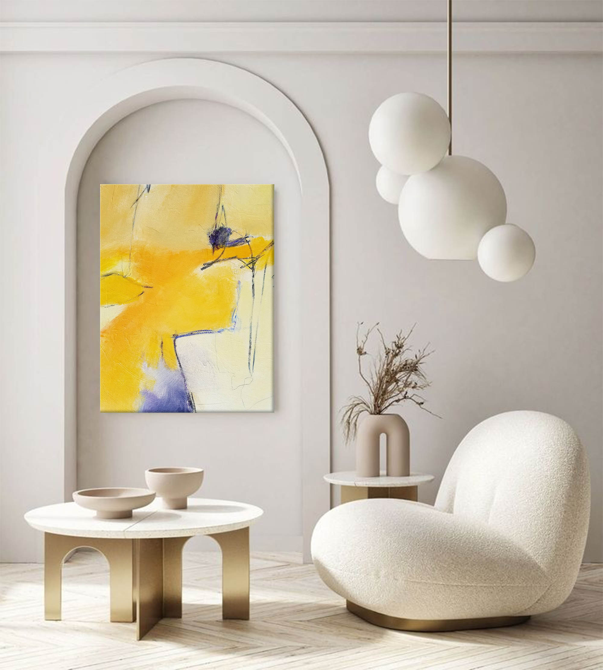 Golden Glow Abstract Canvas Art
