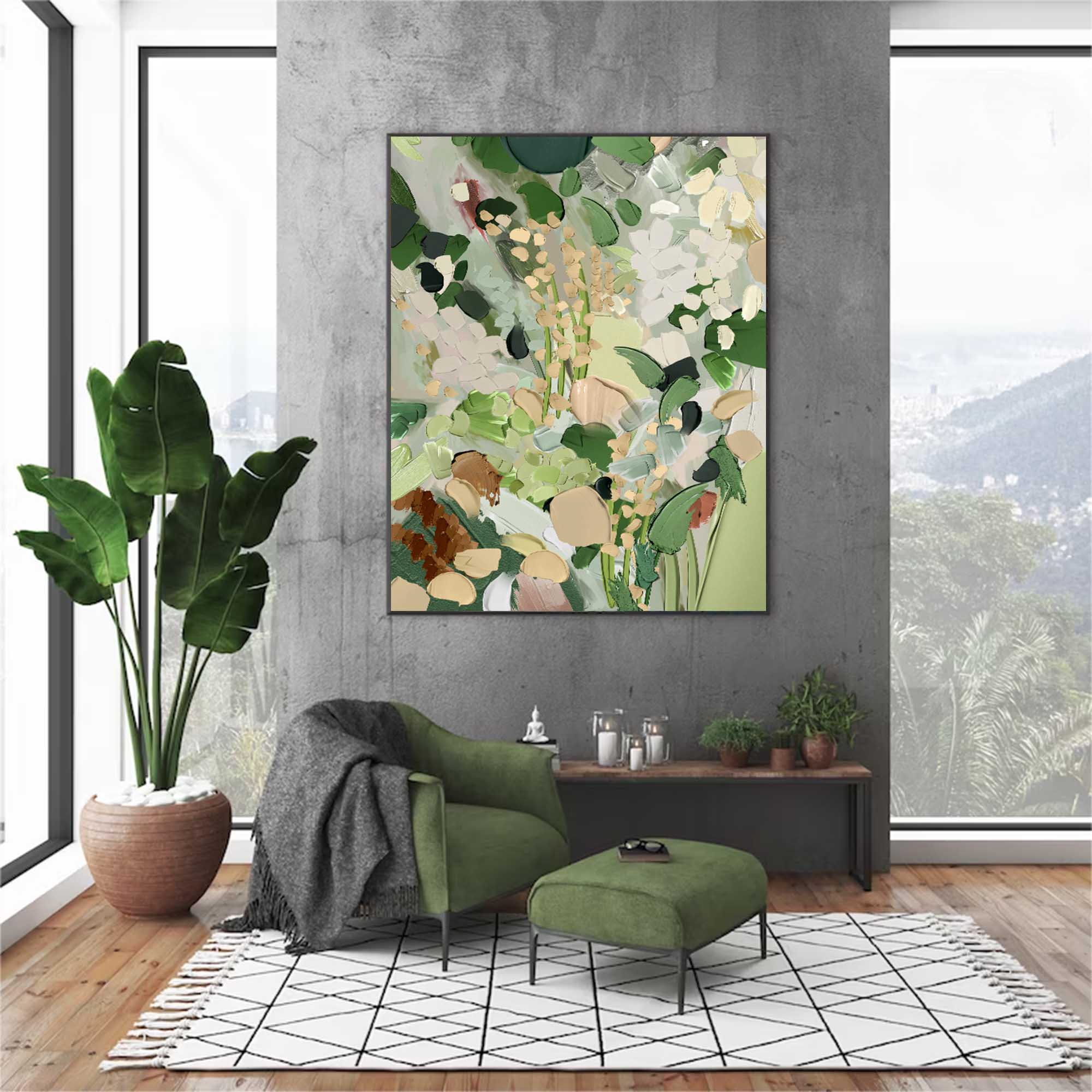 Lush Green Abstract Floral Art