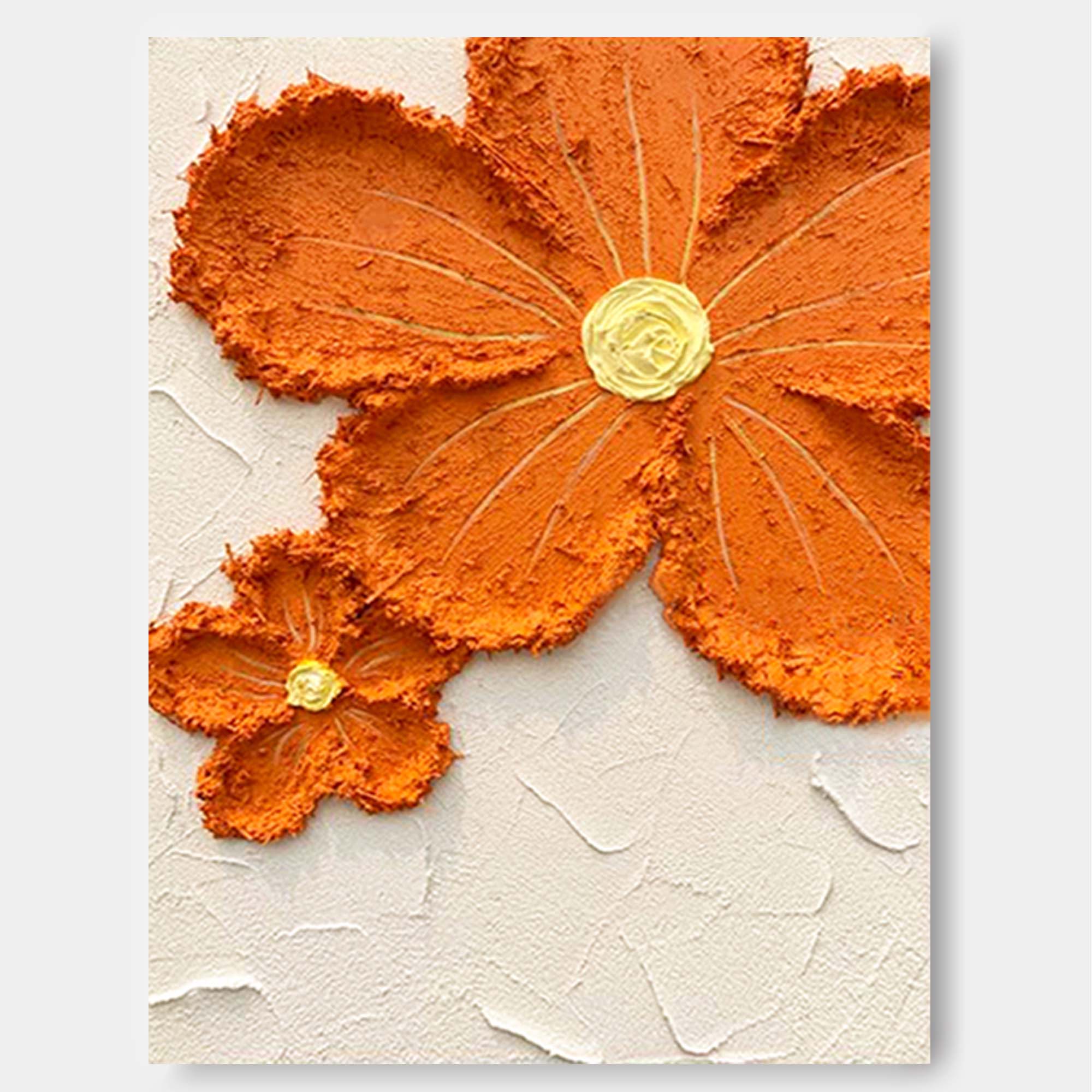 Textured Floral Art in Orange Hues