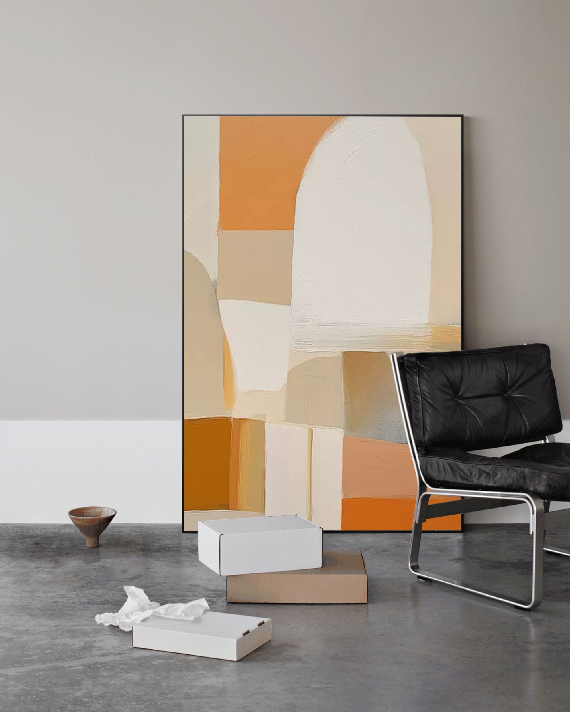 Soft Curves and Warm Hues Abstract Art