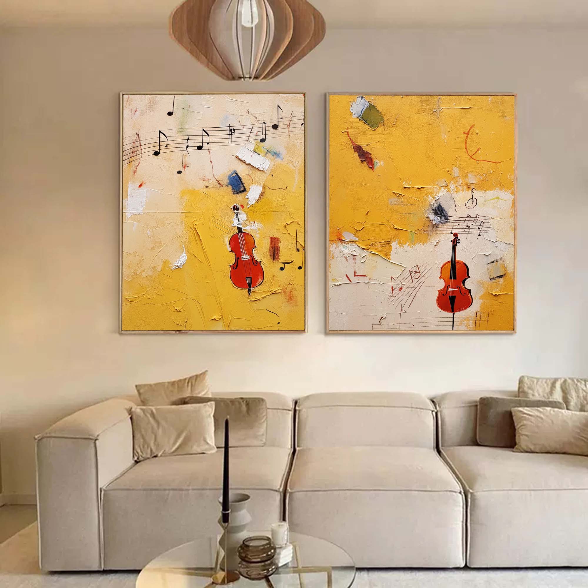 Musical Abstract Violin Art Duo