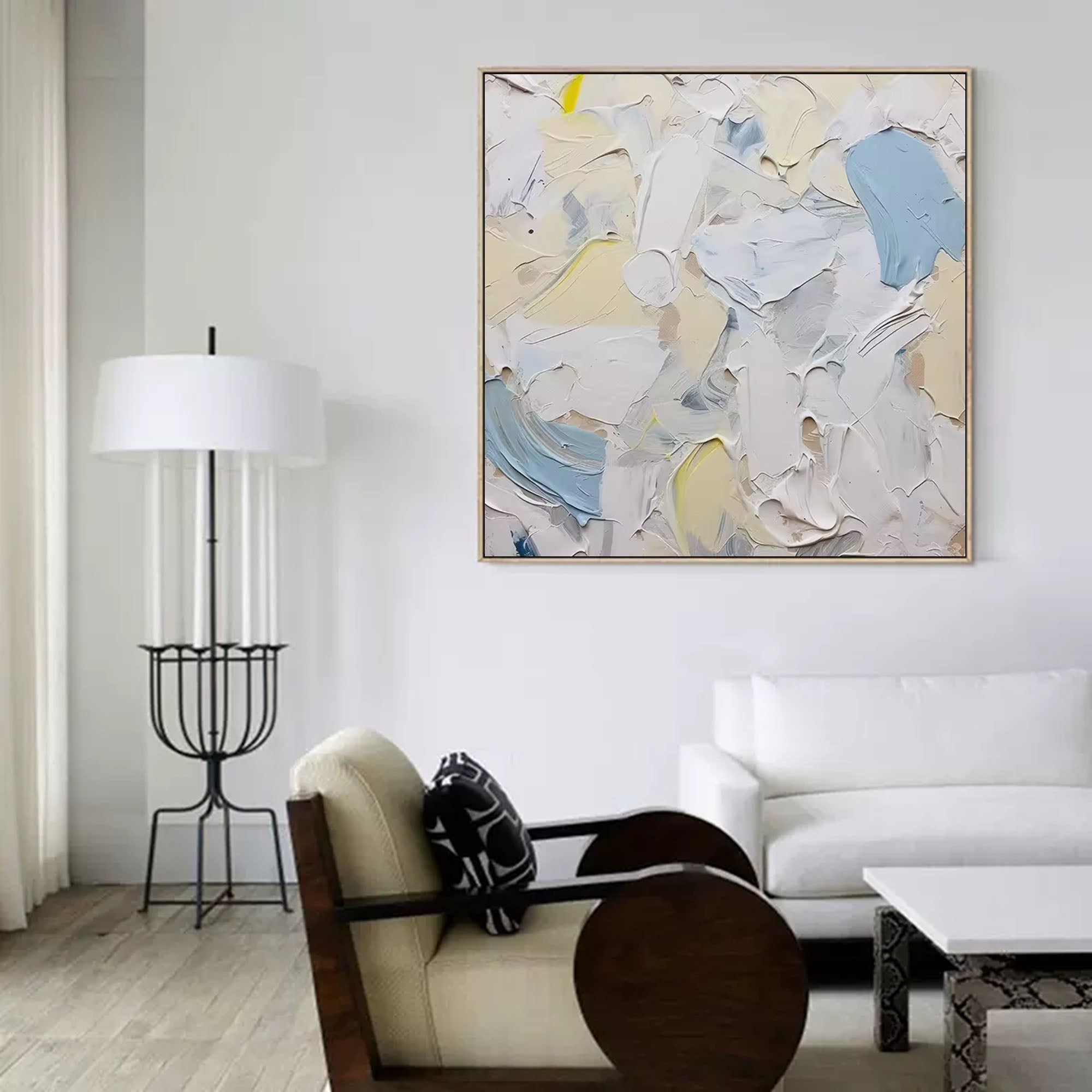 Textured Blue and White Abstract Art