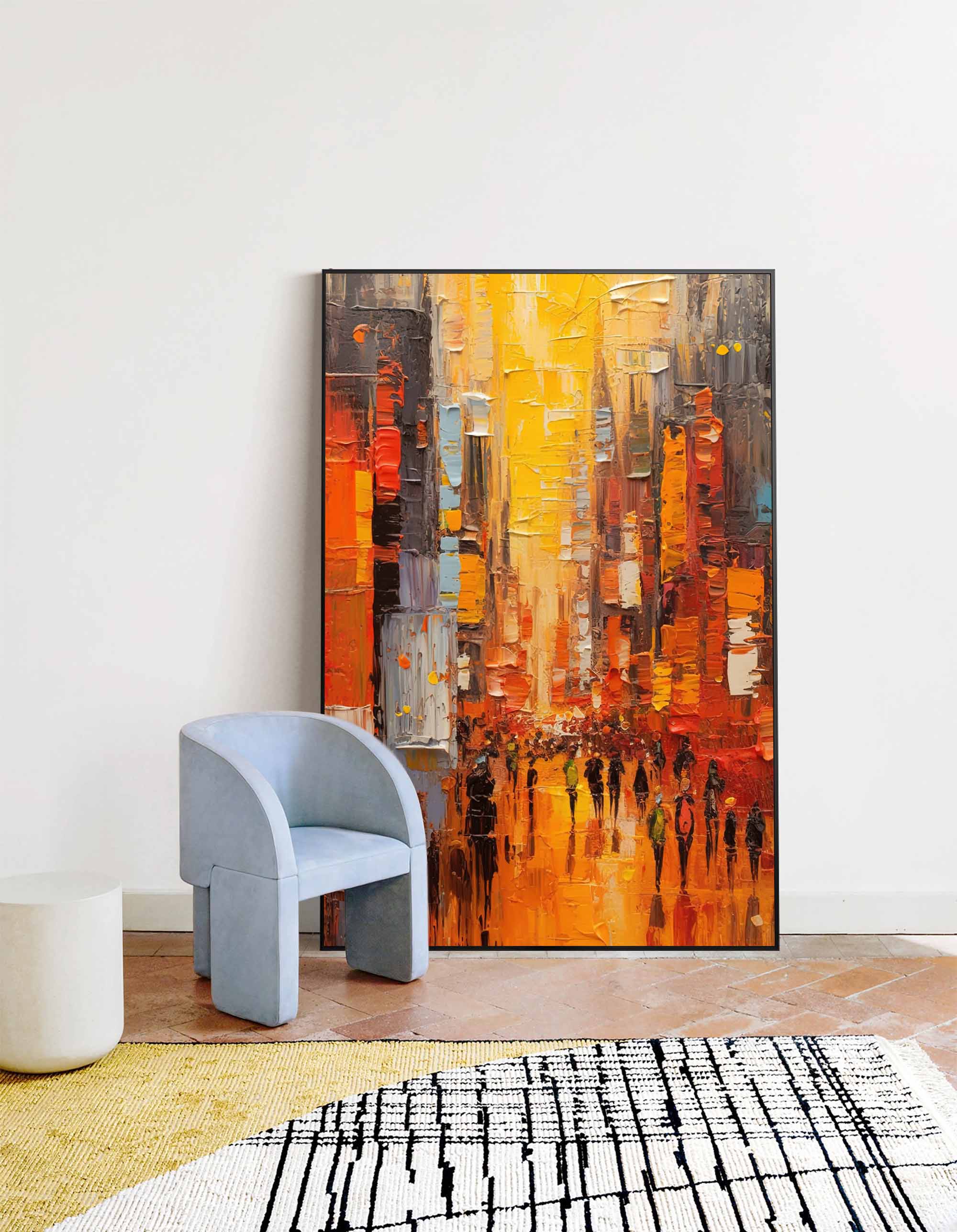 Nighttime City Walk Oil Painting