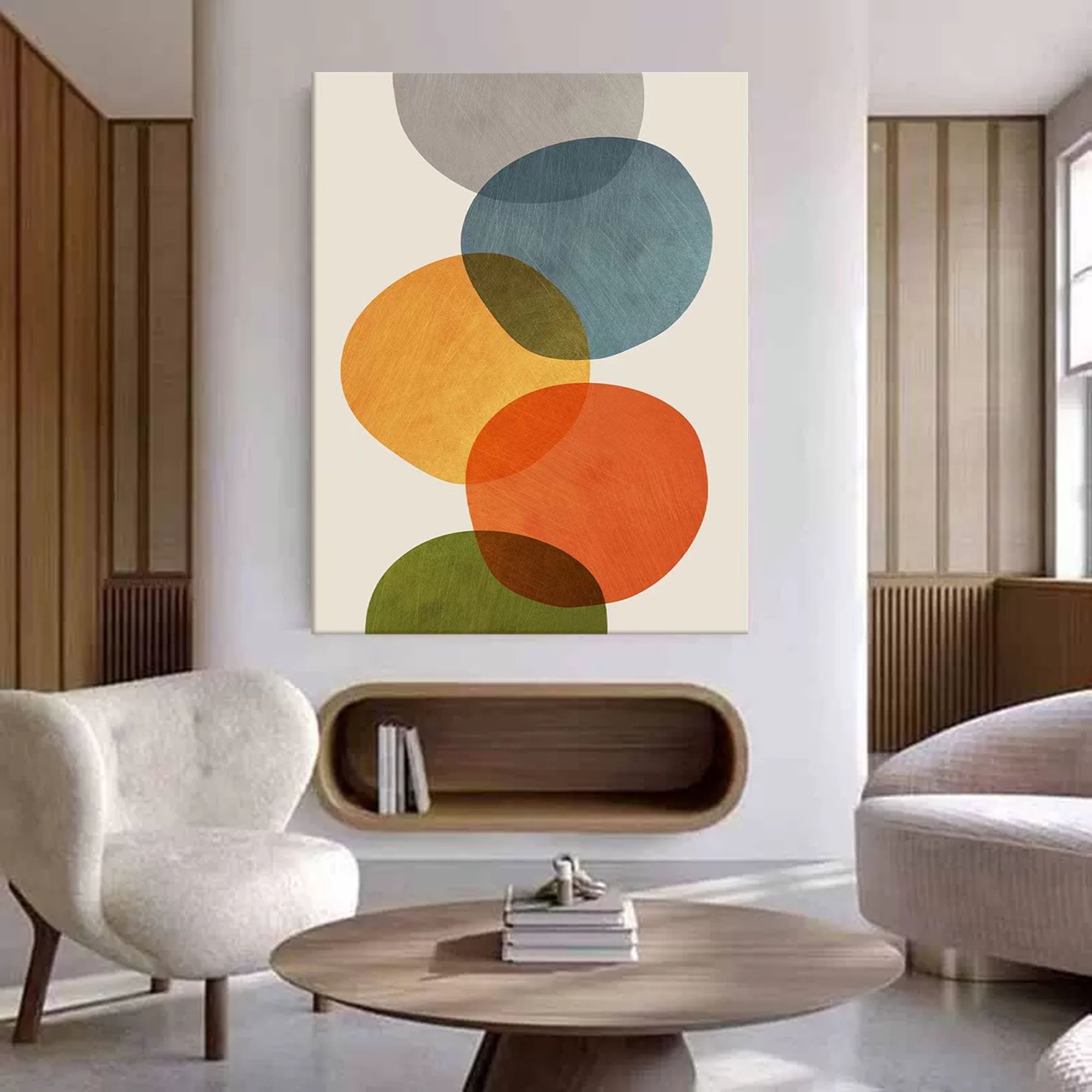 Overlapping Shapes: Earthy Abstract Flow