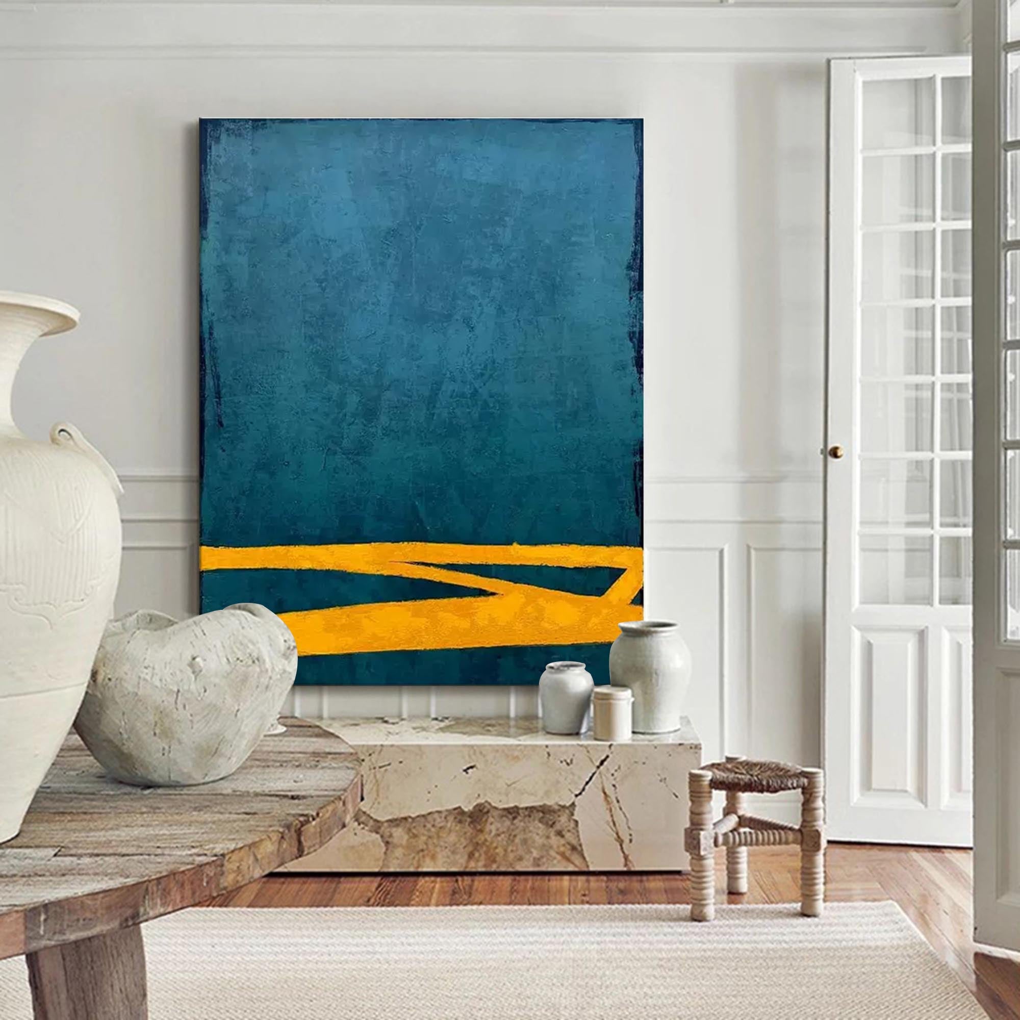 Teal and Gold Minimalist Canvas