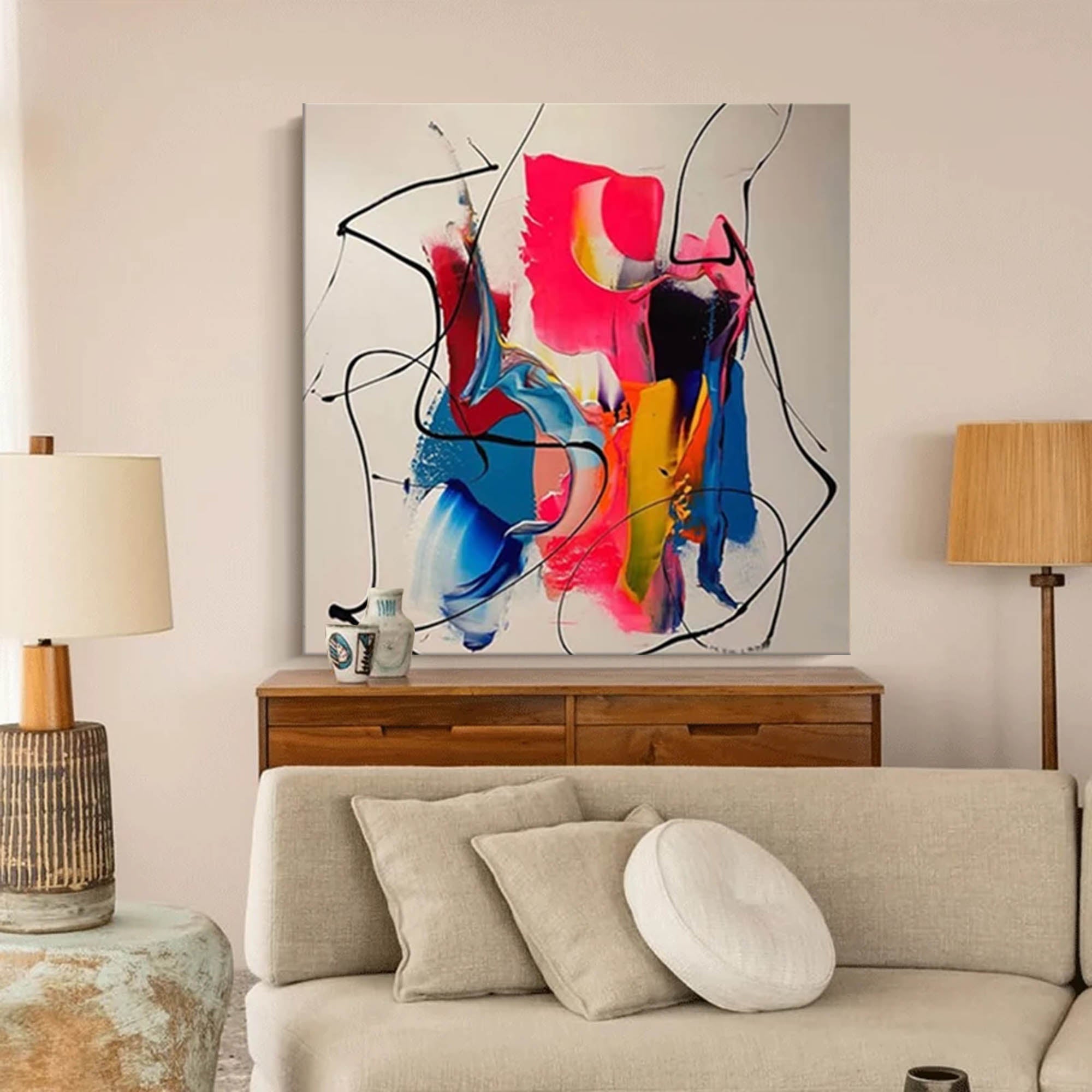 Bold Abstract Fluid Art with Dynamic Lines