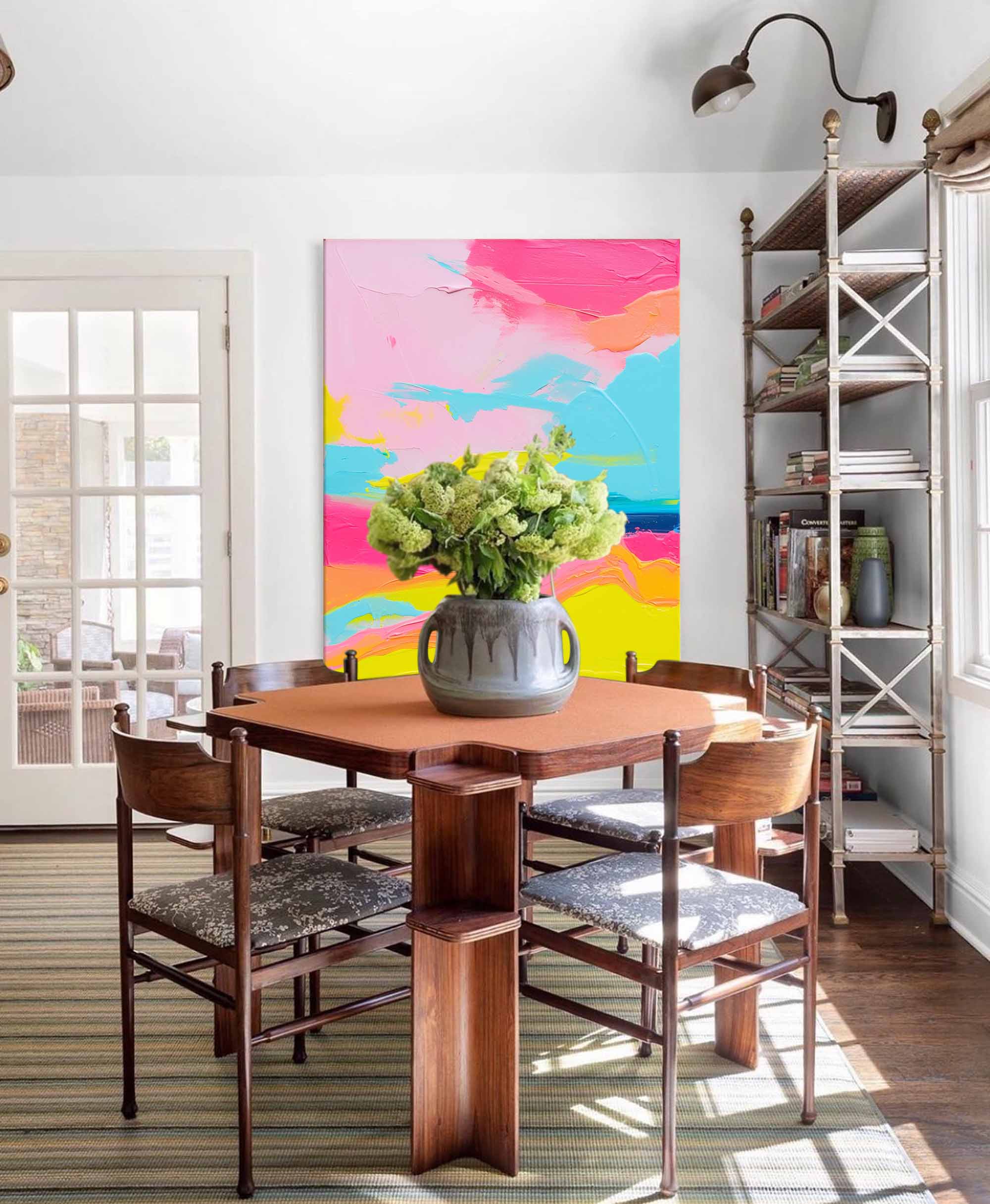 Neon Horizon Abstract Canvas