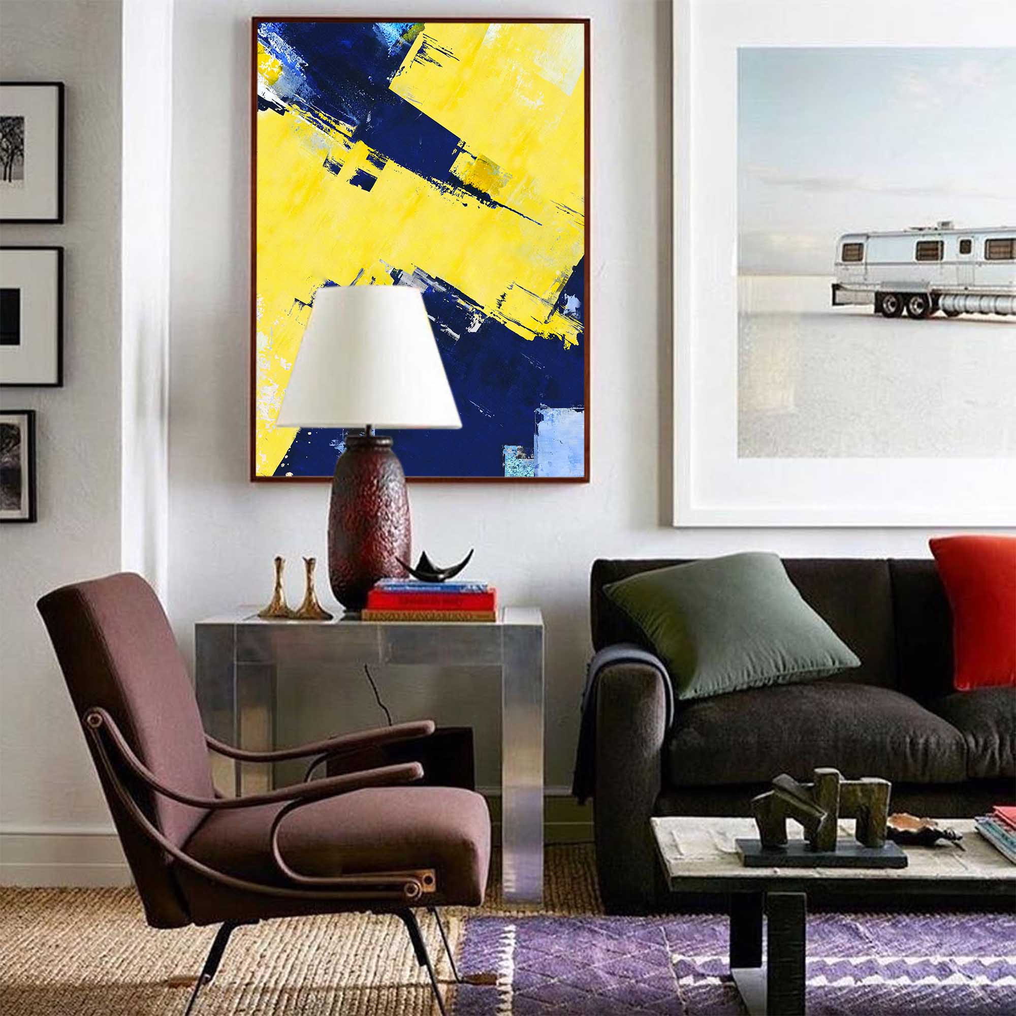 Vibrant Blue and Yellow Abstract