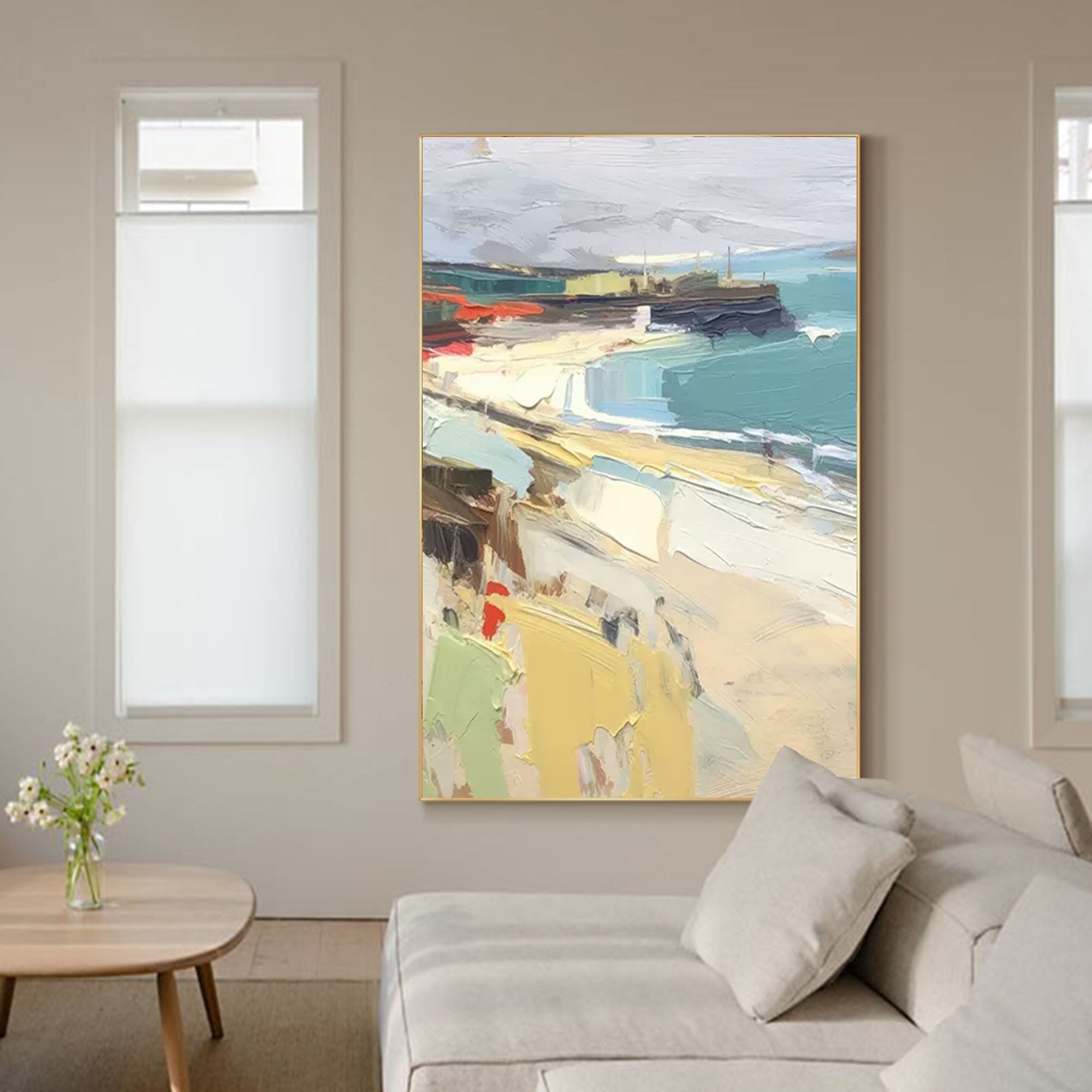 Serene Coastal Oil Painting
