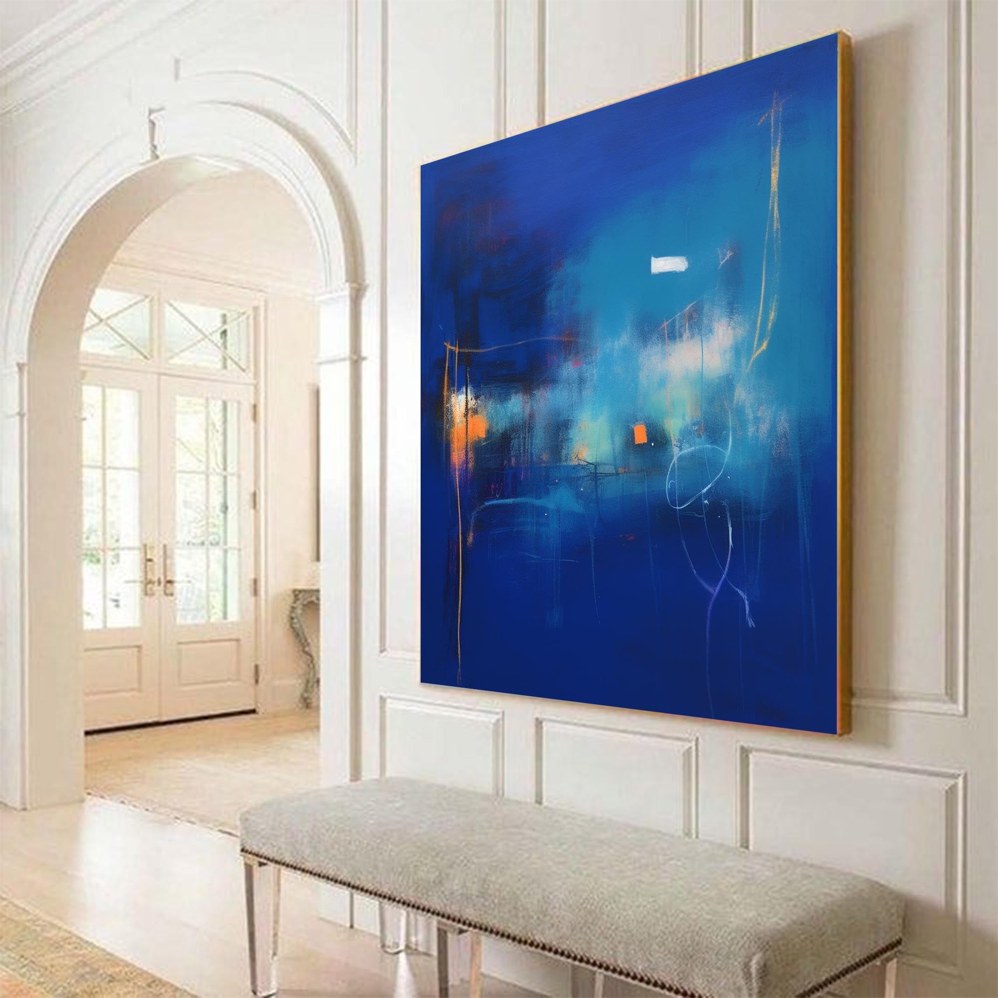 Deep Blue Abstract Horizon Art