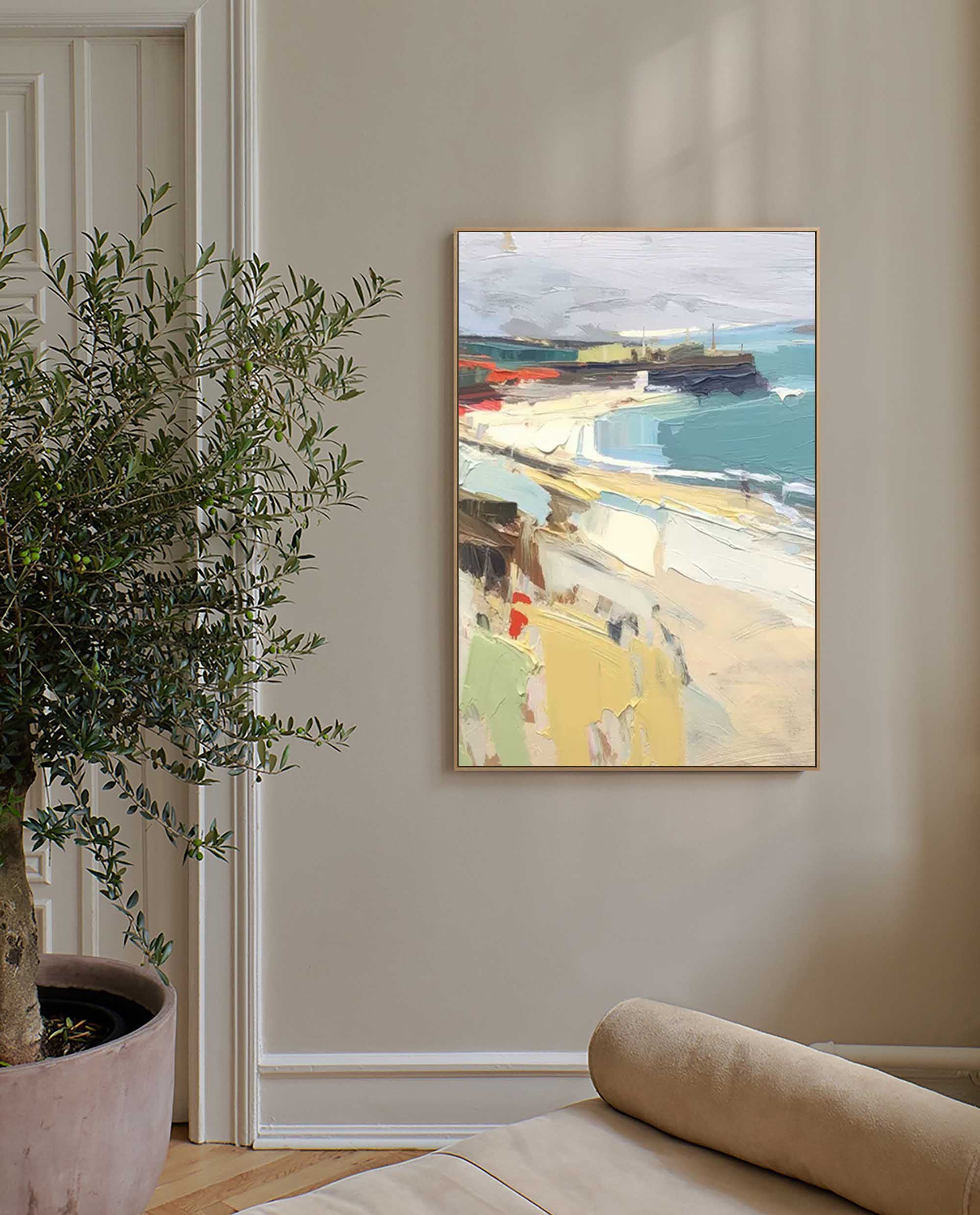 Serene Coastal Oil Painting