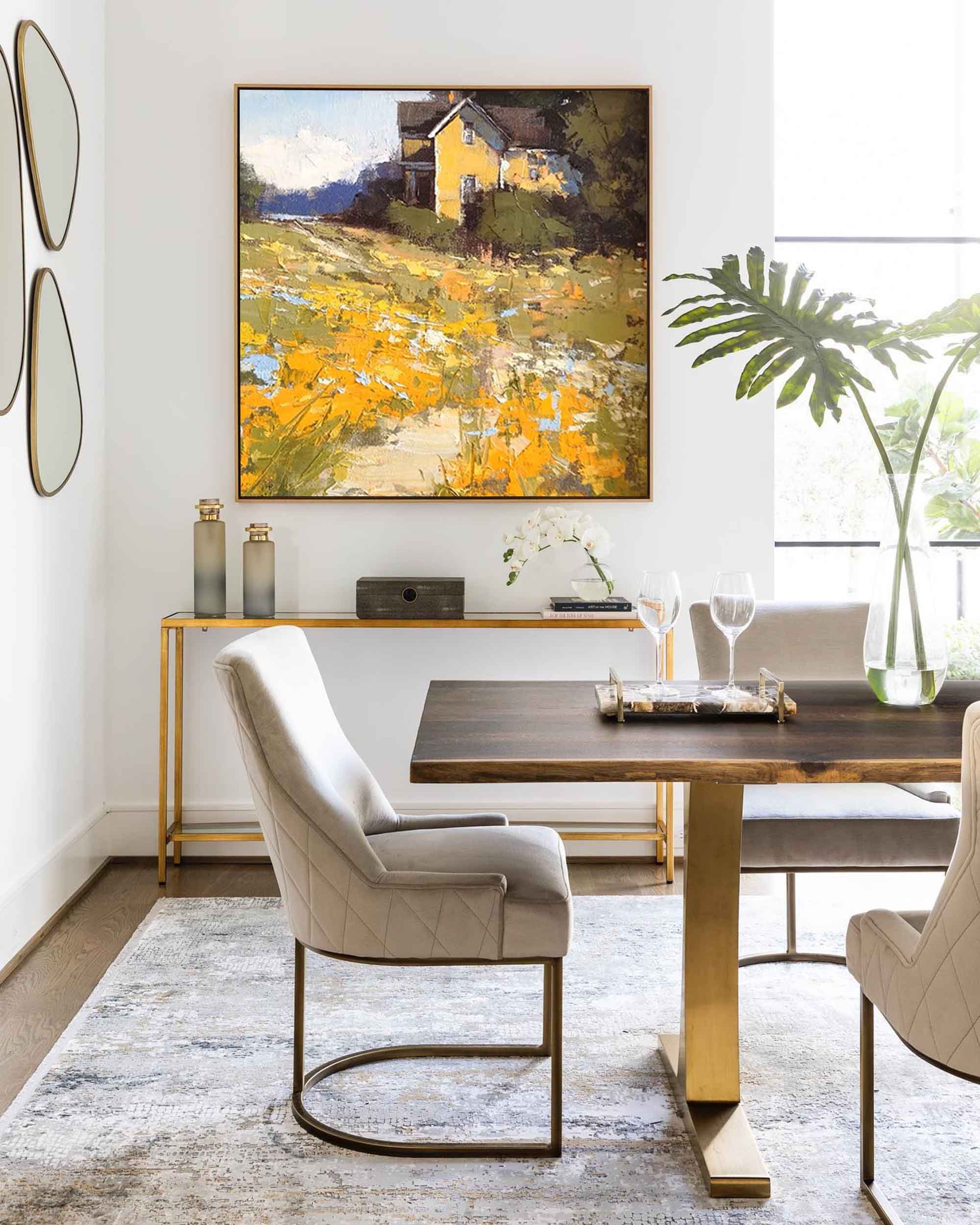 Rustic Cottage Landscape Oil Art