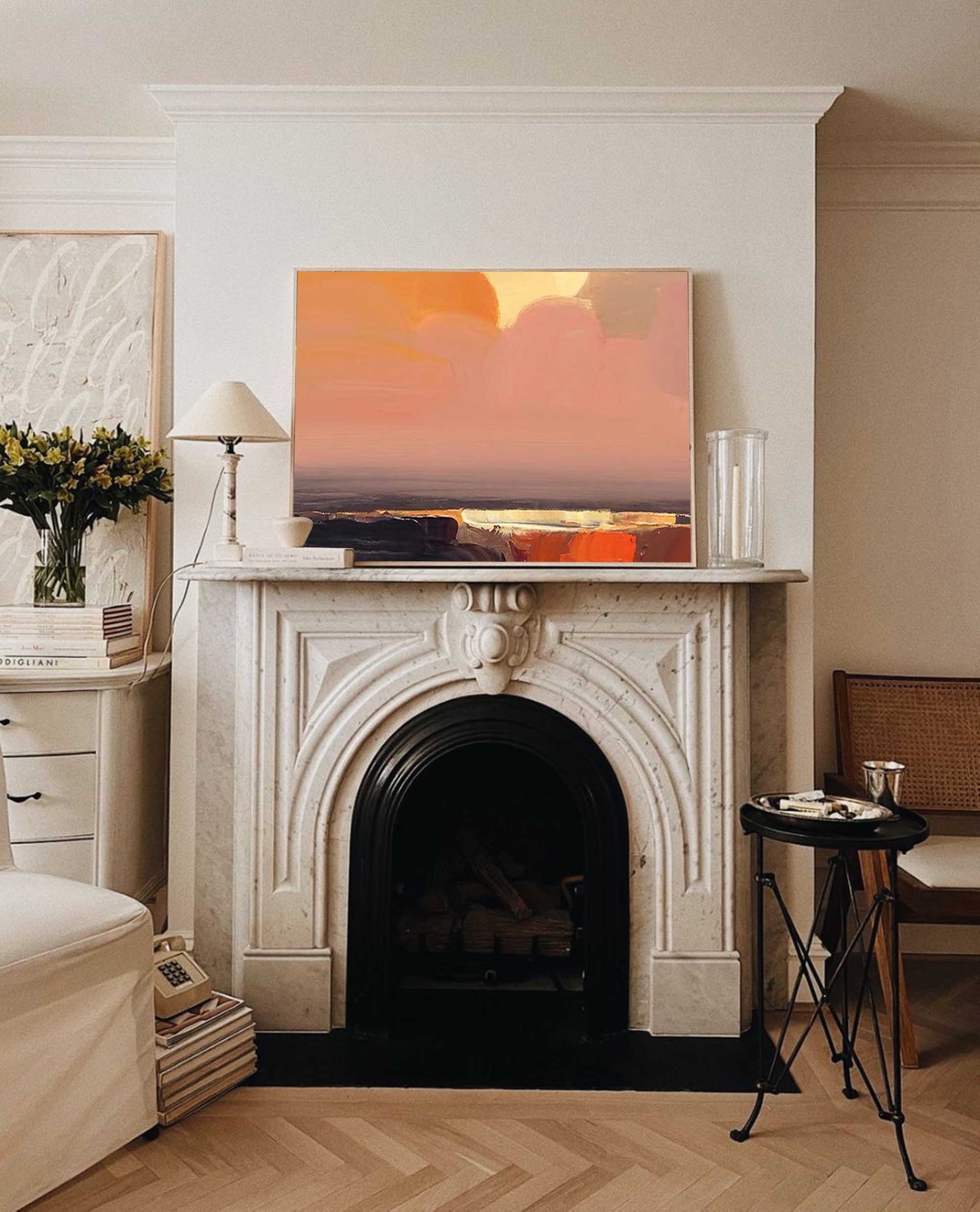 Serene Sunset Abstract Oil Art