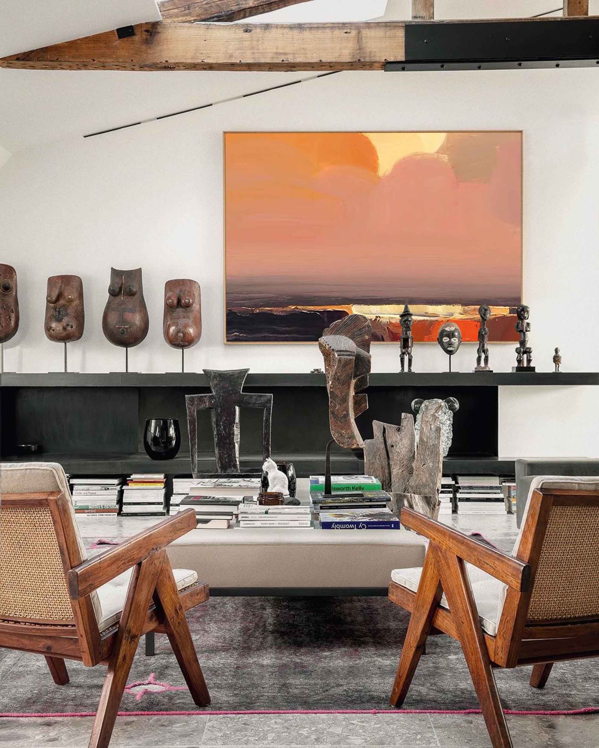 Serene Sunset Abstract Oil Art