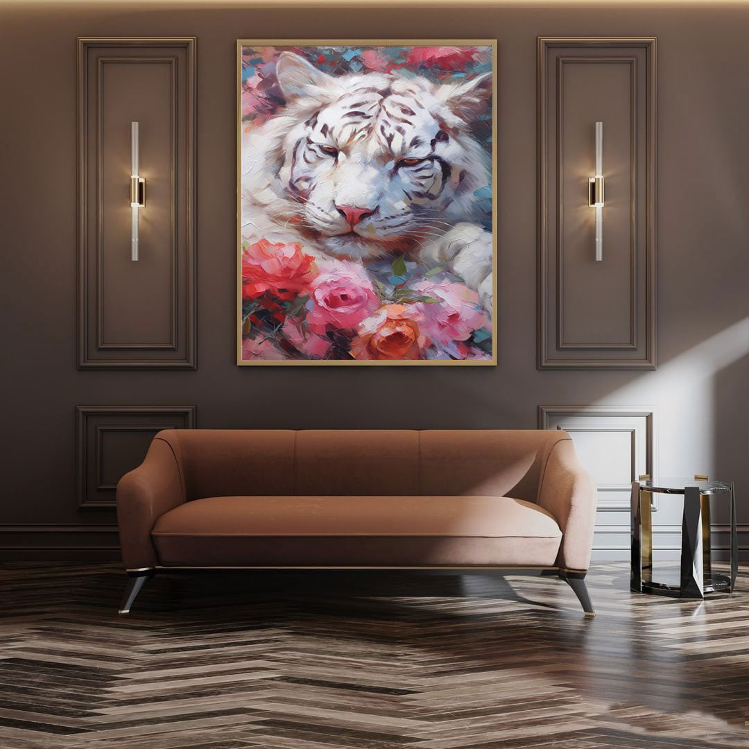White Tiger in Blooming Roses