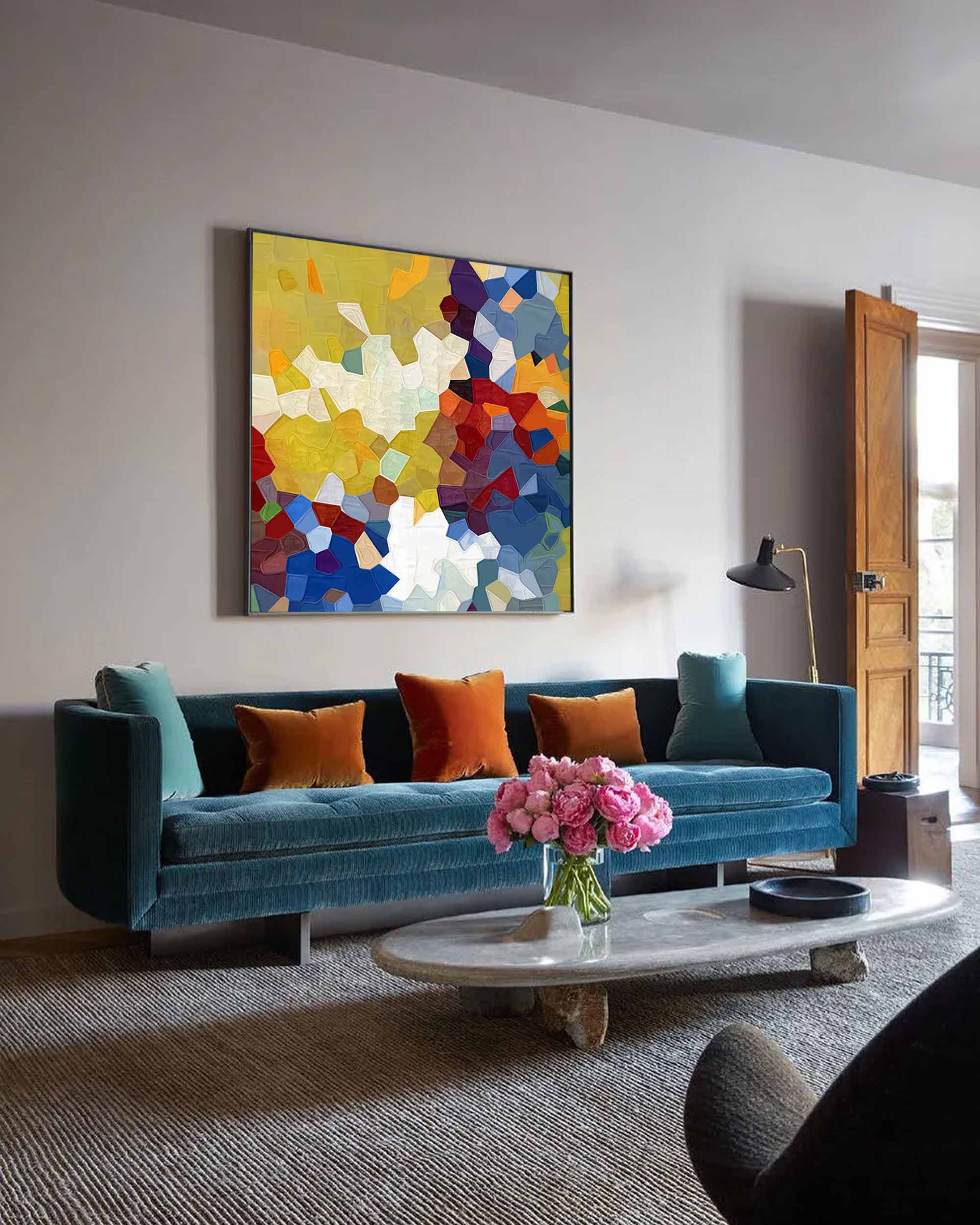 Vibrant Mosaic Textured Abstract Art