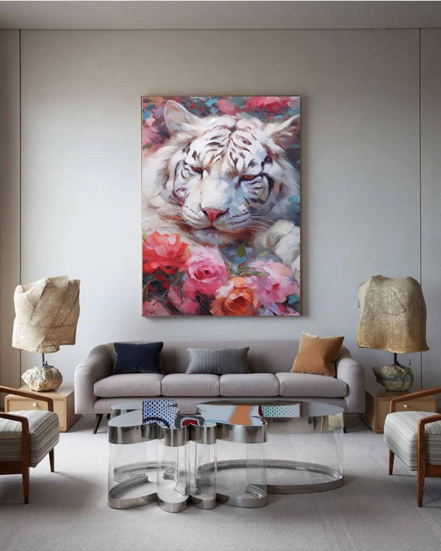 White Tiger in Blooming Roses