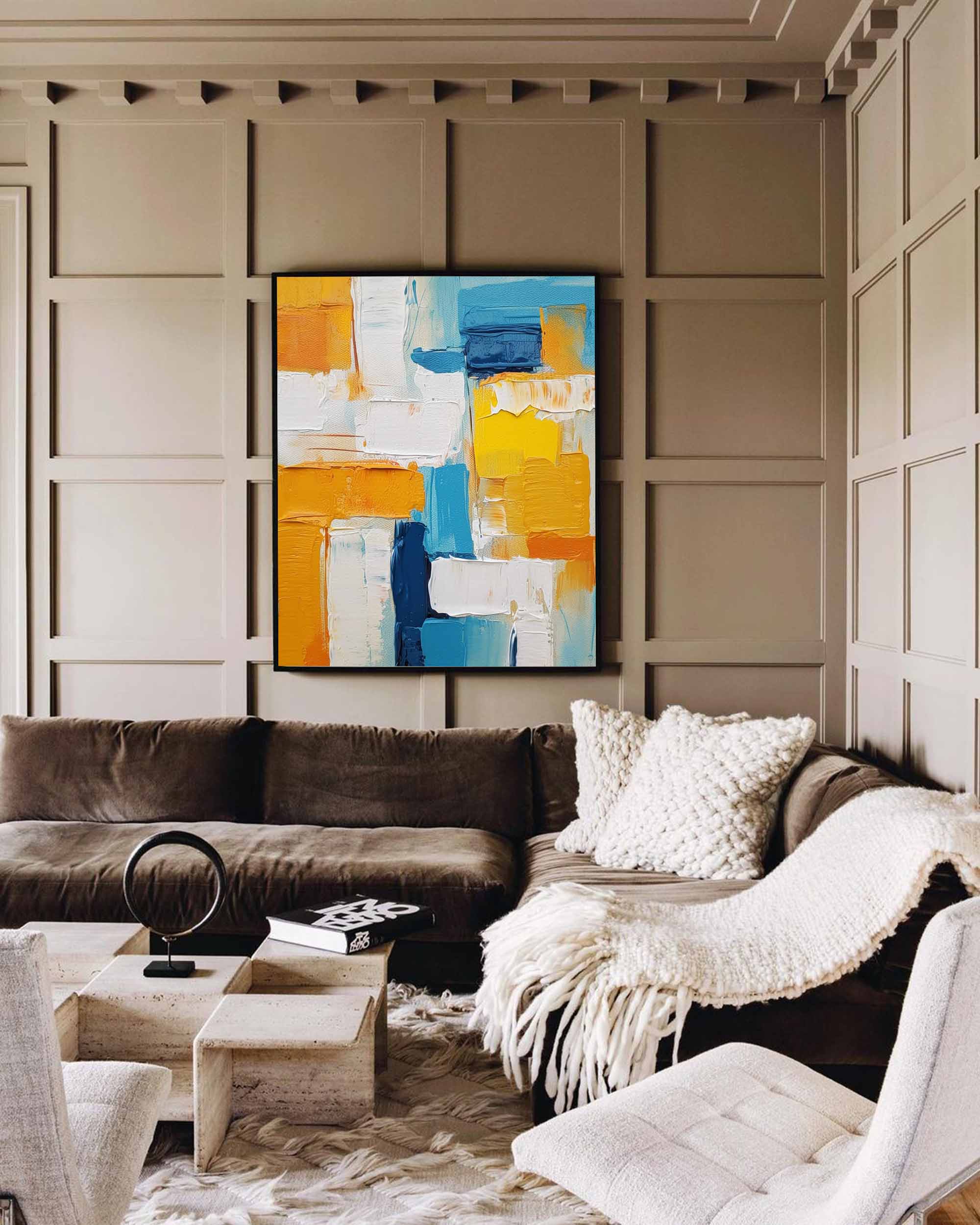 Sunburst Blocks in Blue and Gold