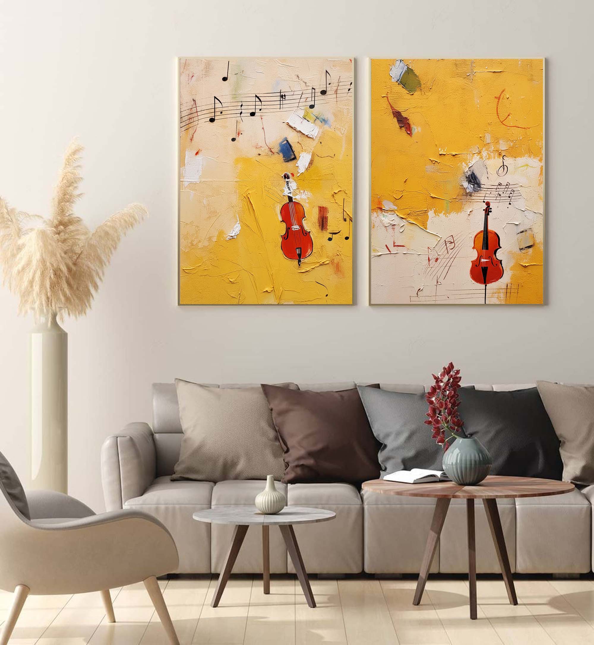 Musical Abstract Violin Art Duo