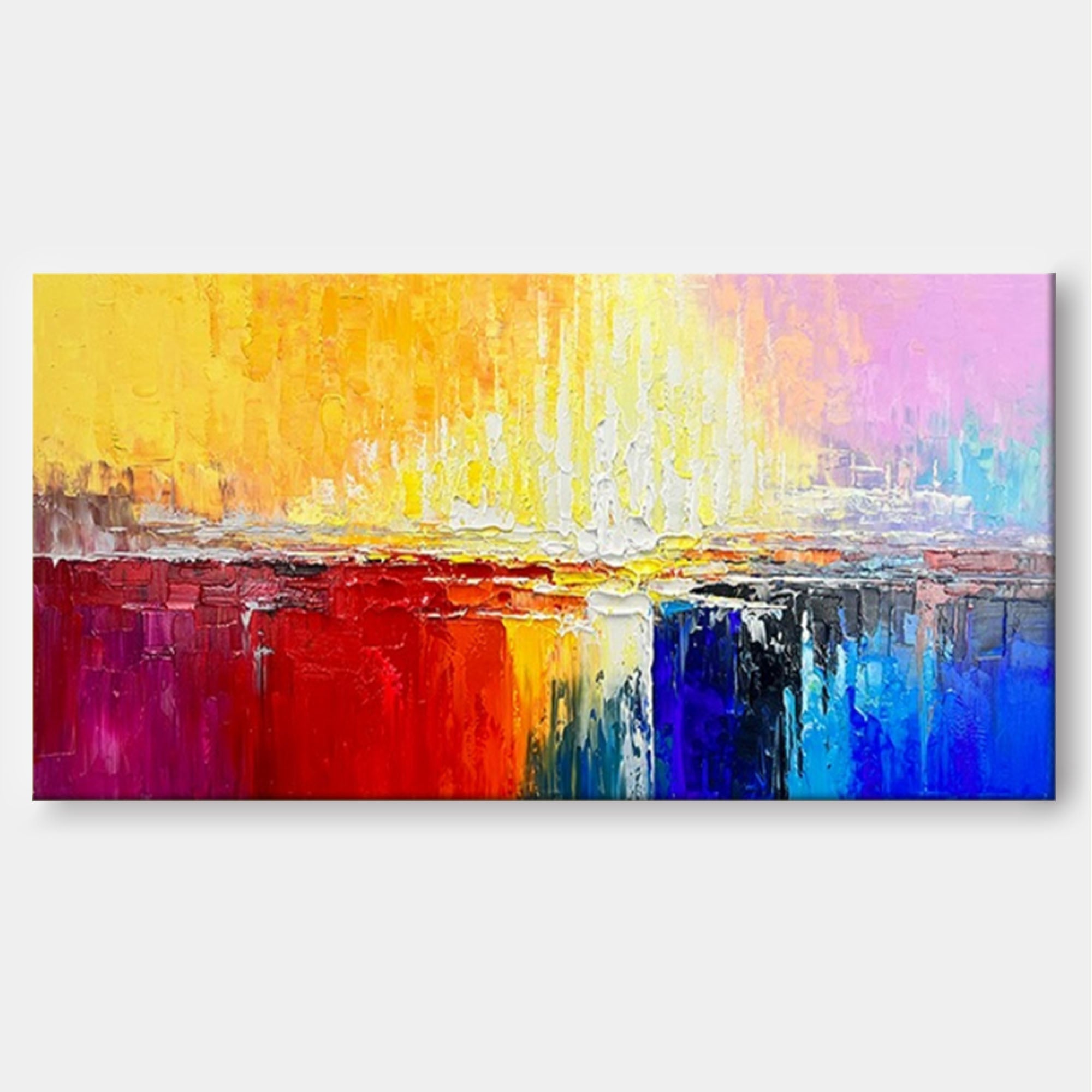 Vibrant Horizon Abstract Palette Knife Canvas Art