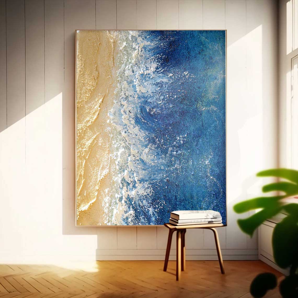 Abstract Diptych in Teal and Gold