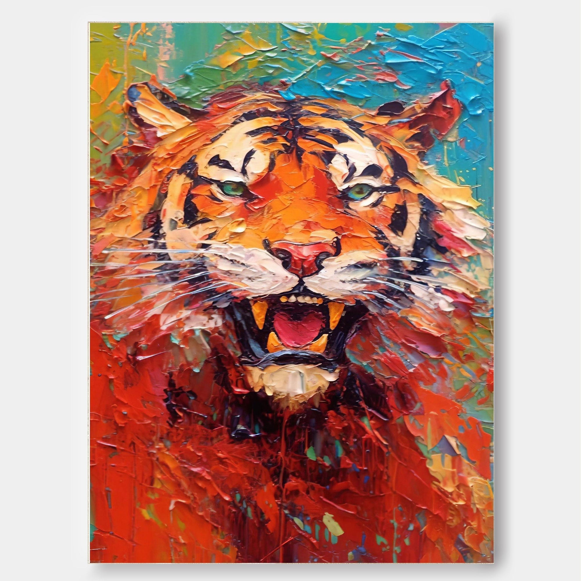 Vivid Roar: Fierce Tiger in Flames