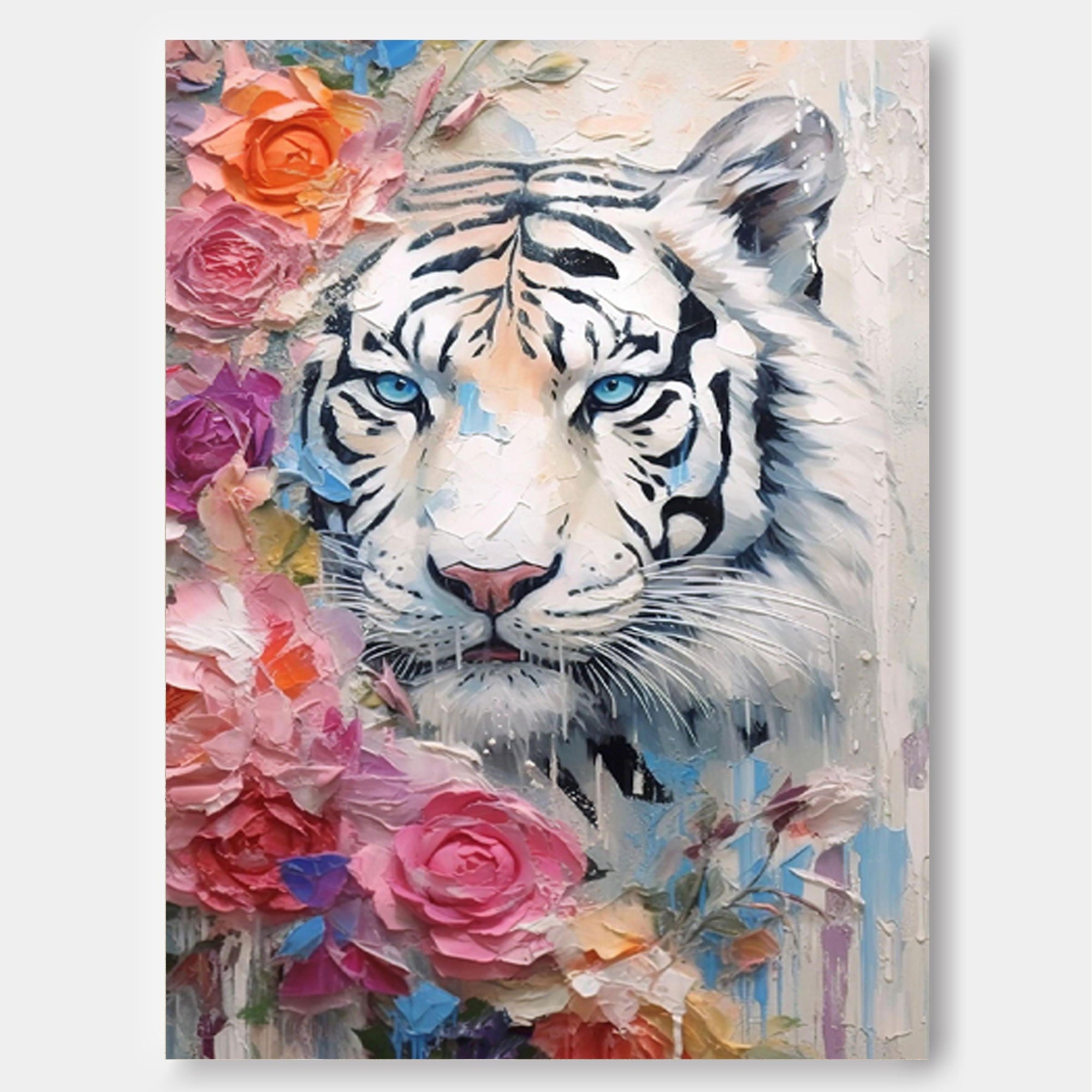 White Tiger with Blossoms