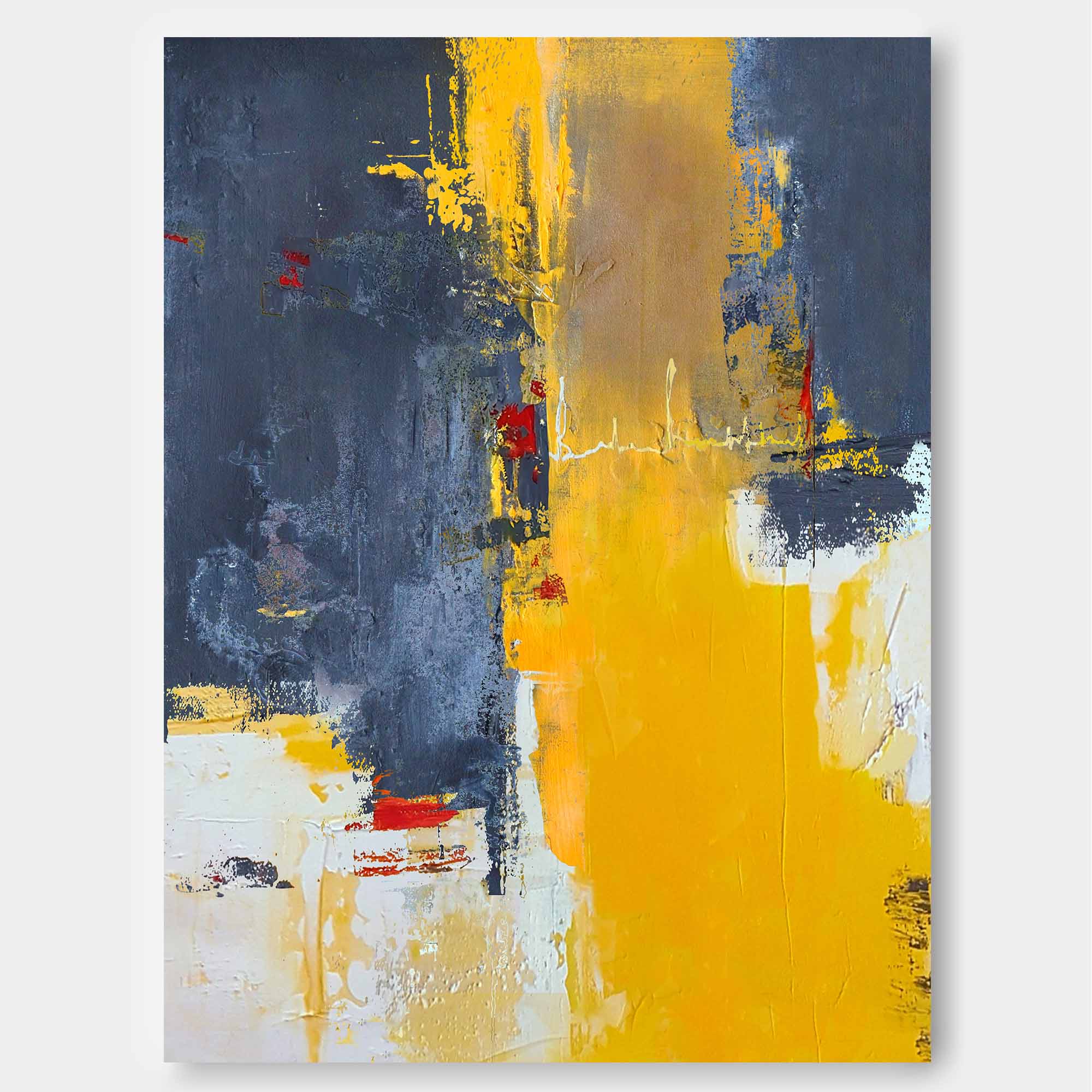 Modern Charcoal and Yellow Art