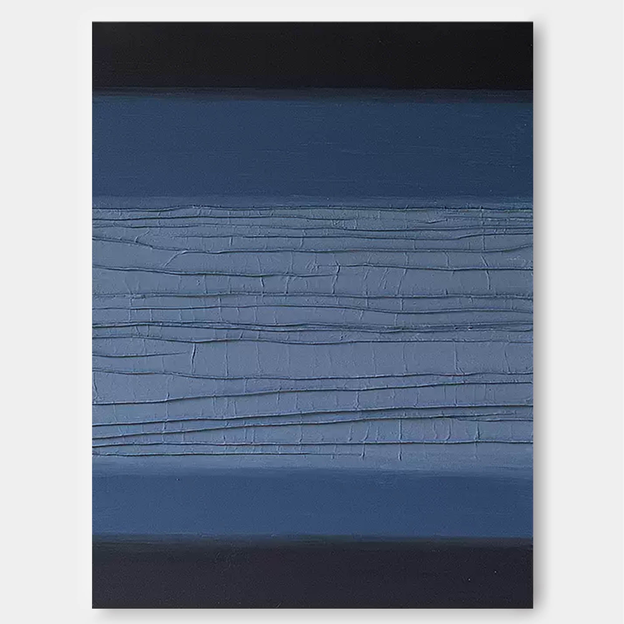 Textured Blue and Black Abstract Oil Painting – Contemporary Wall Art