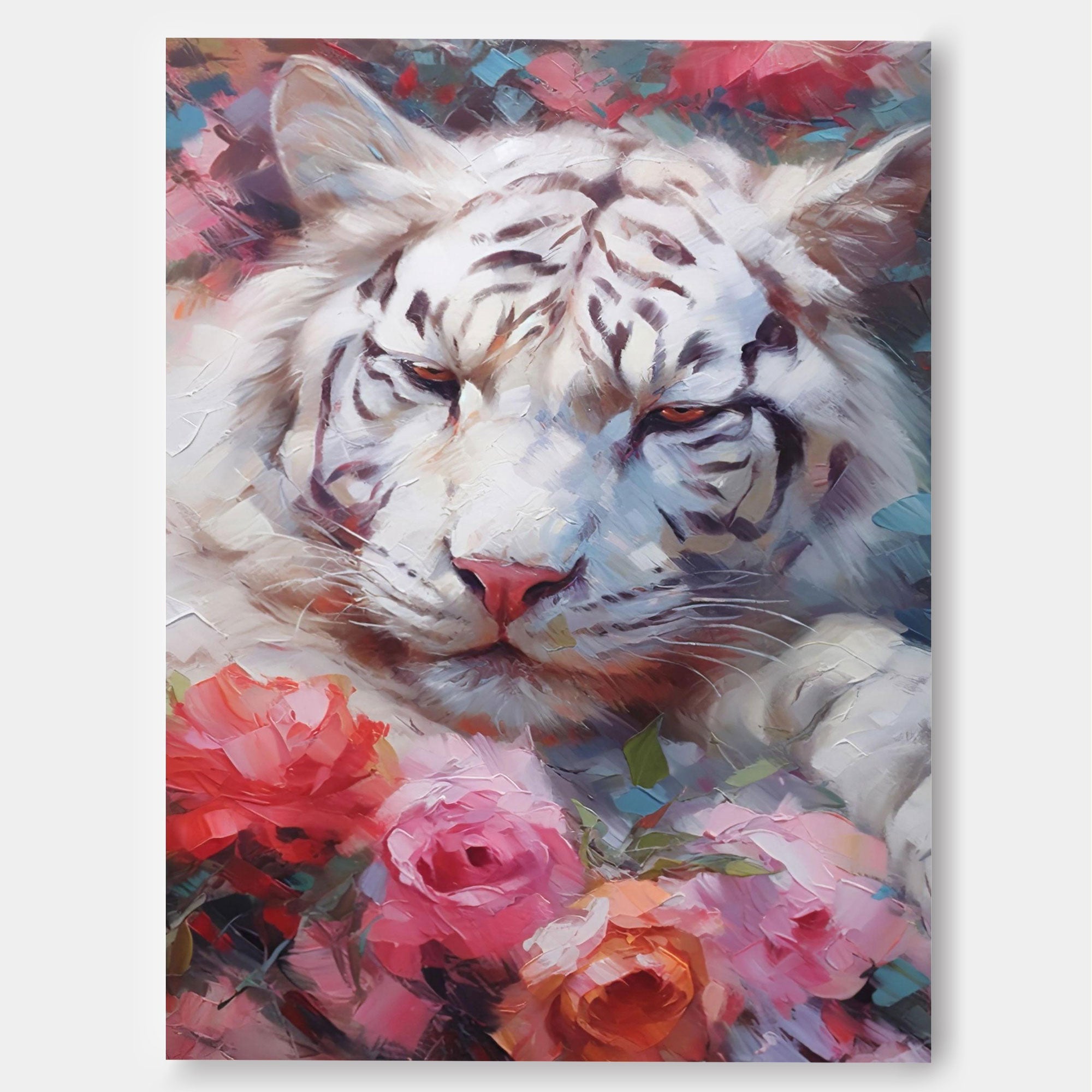 White Tiger in Blooming Roses