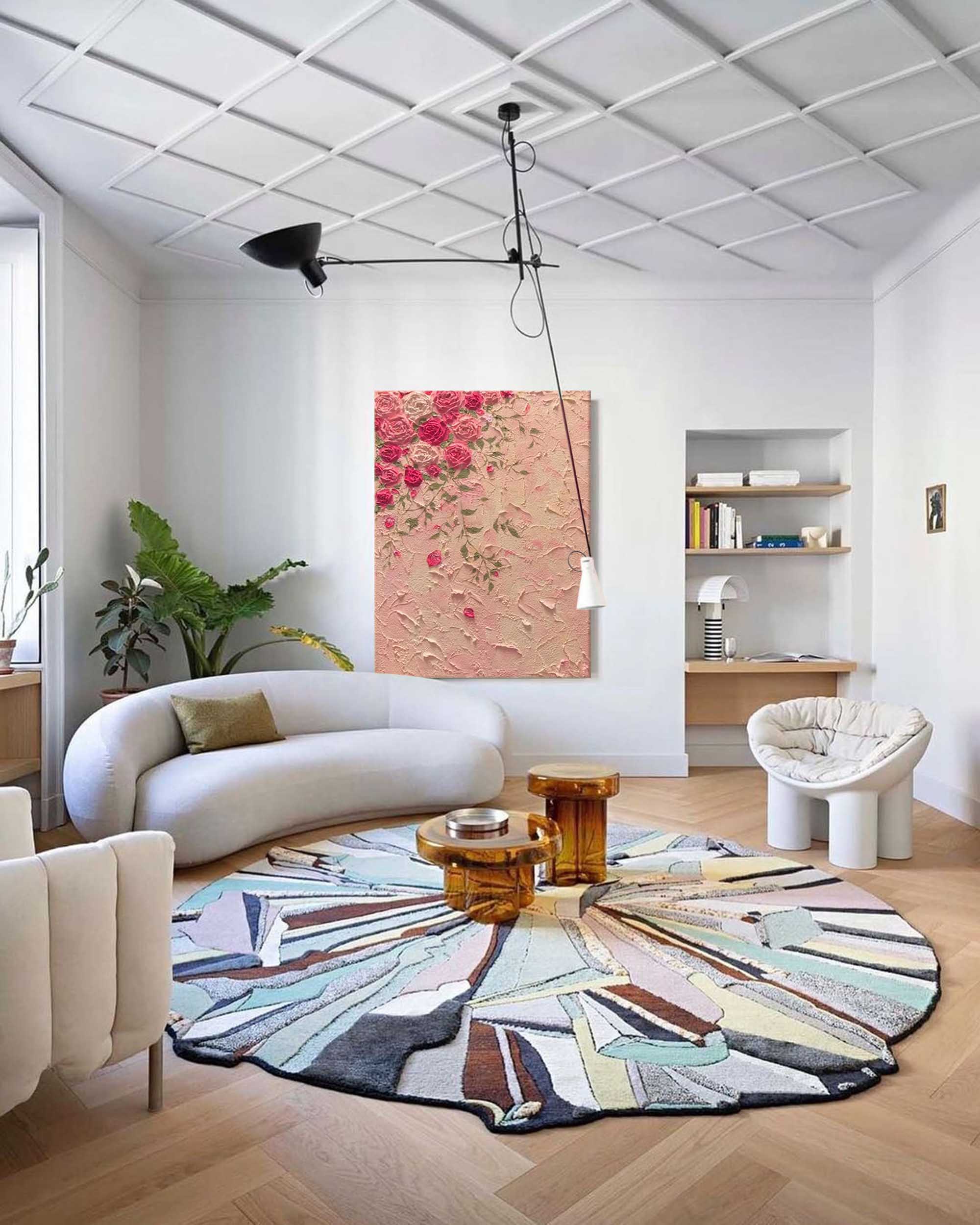 Textured Pink Blossom Floral Canvas