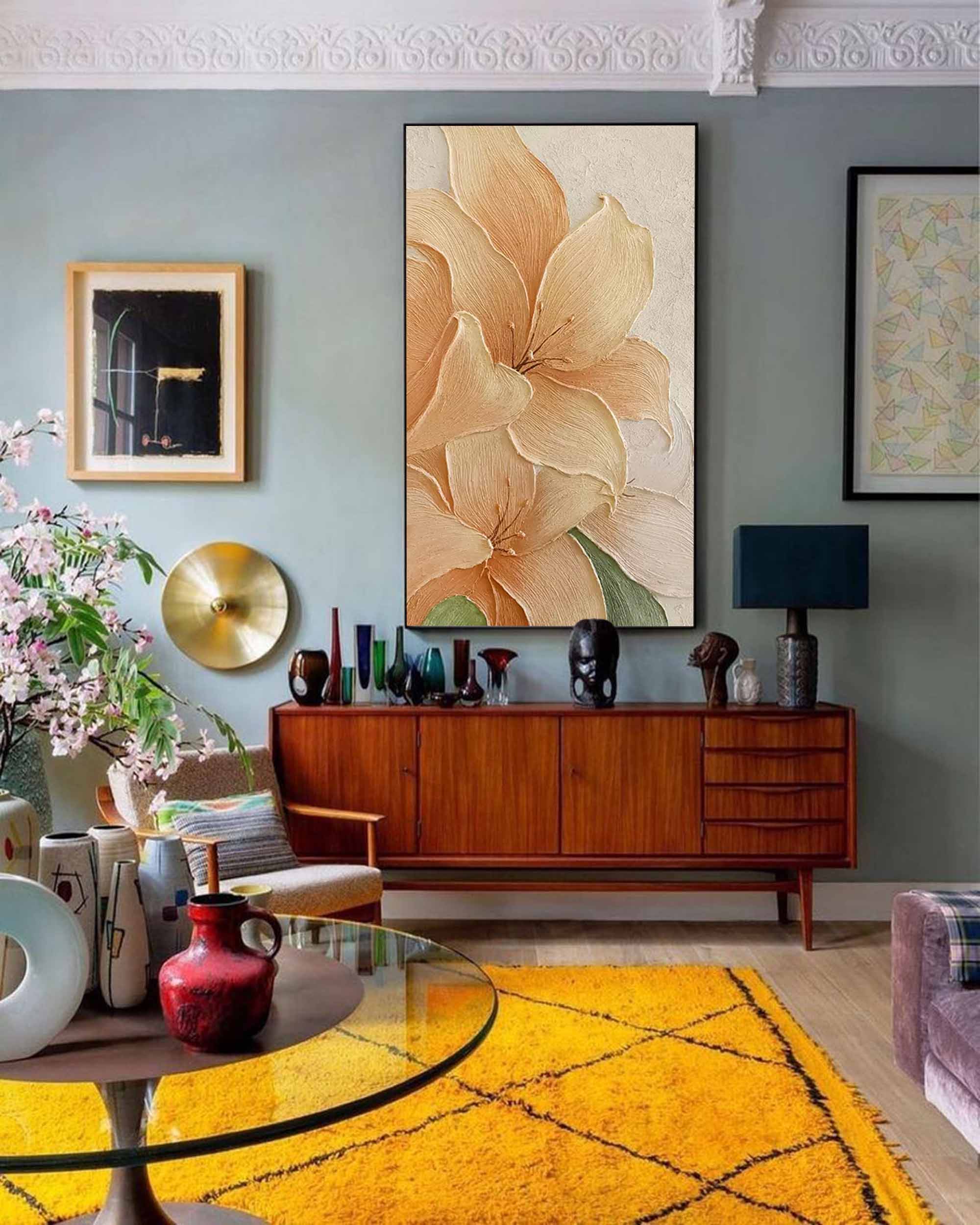 Textured Lily Floral Canvas Art