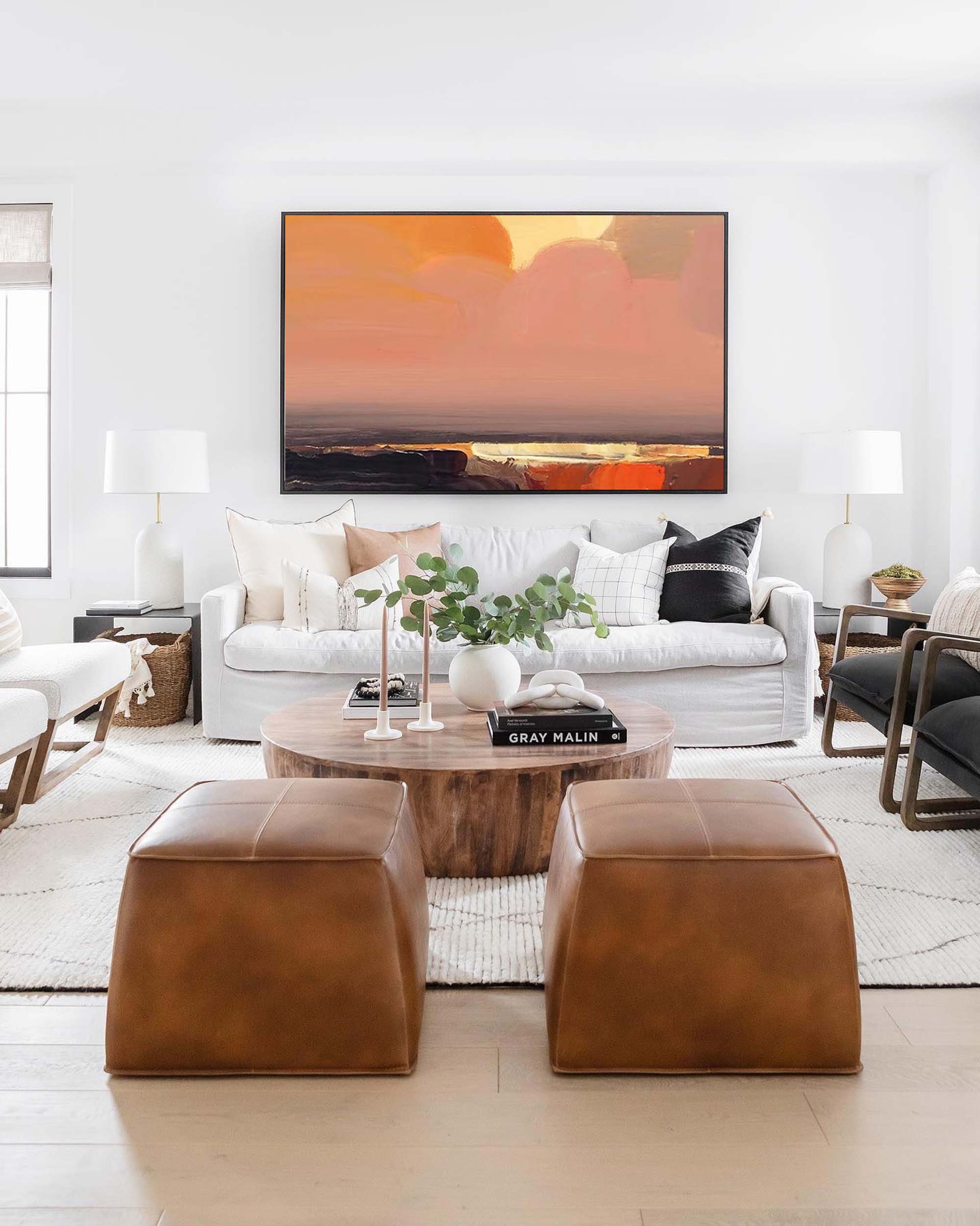 Serene Sunset Abstract Oil Art