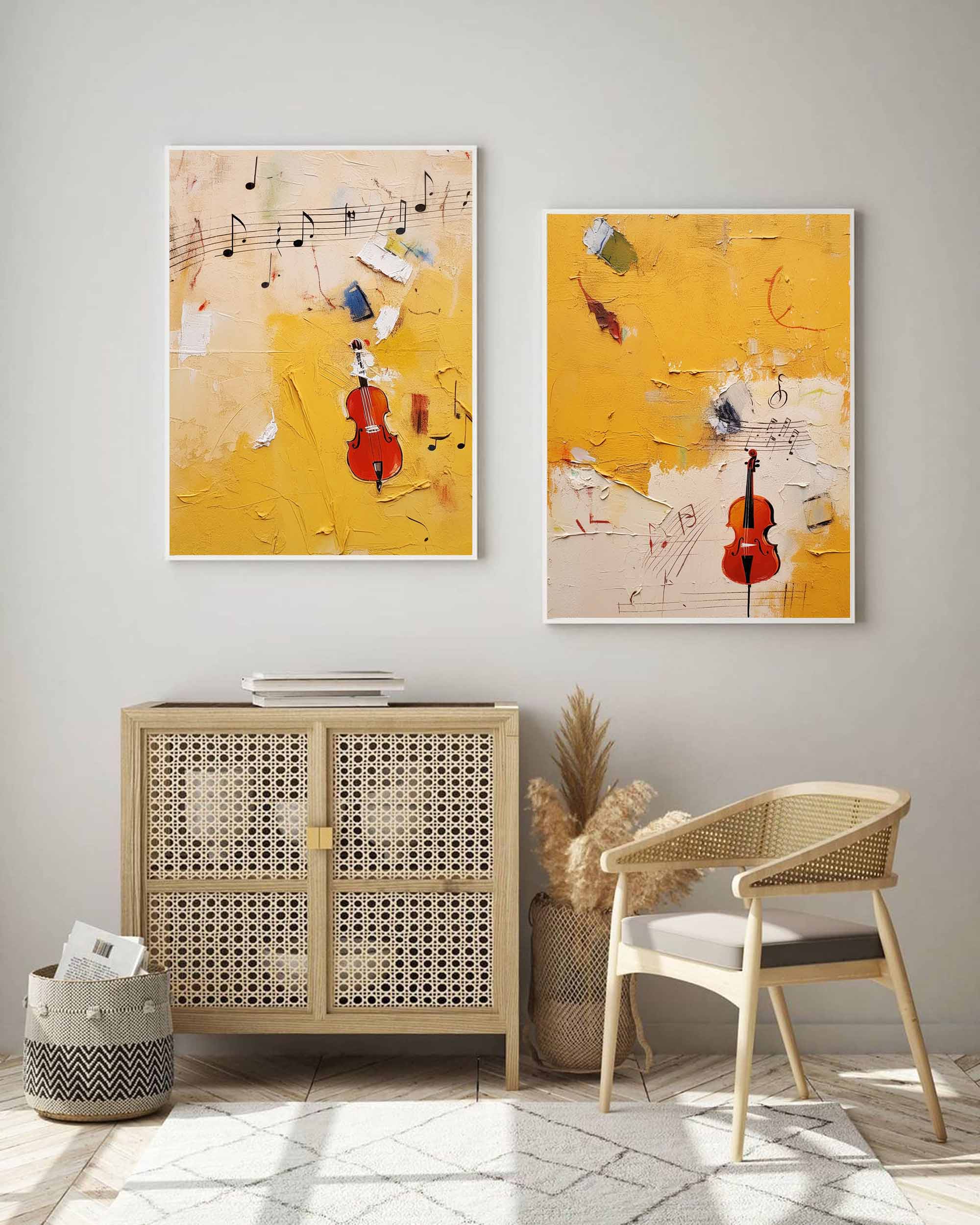 Musical Abstract Violin Art Duo