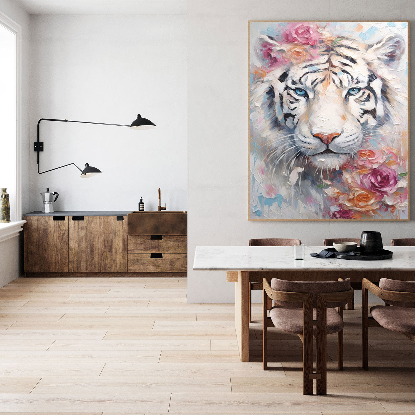 Majestic Elegance: White Tiger in Bloom