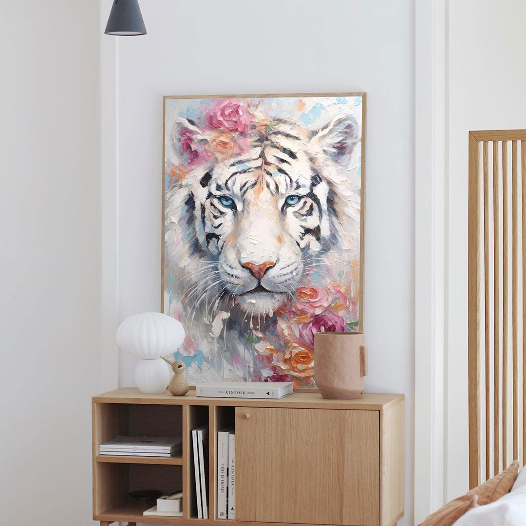 Majestic Elegance: White Tiger in Bloom